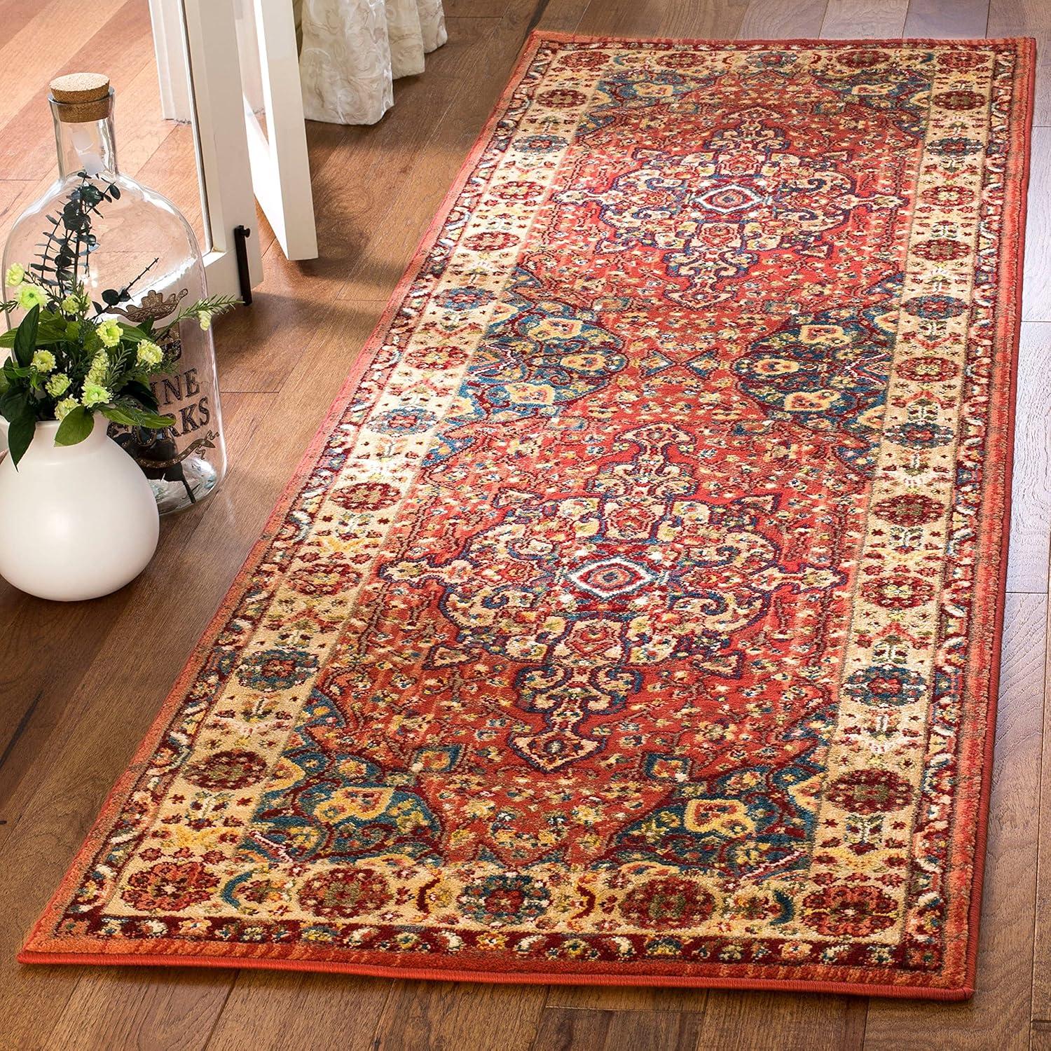 image:imageSAFAVIEH Area Rug 8x10 Kashan Collection Large Blue amp Red Traditional Oriental Design NonShedding amp Easy Cleaning Ideal for Living Room Bedroom Office Dining Space KSN305ARedIvory