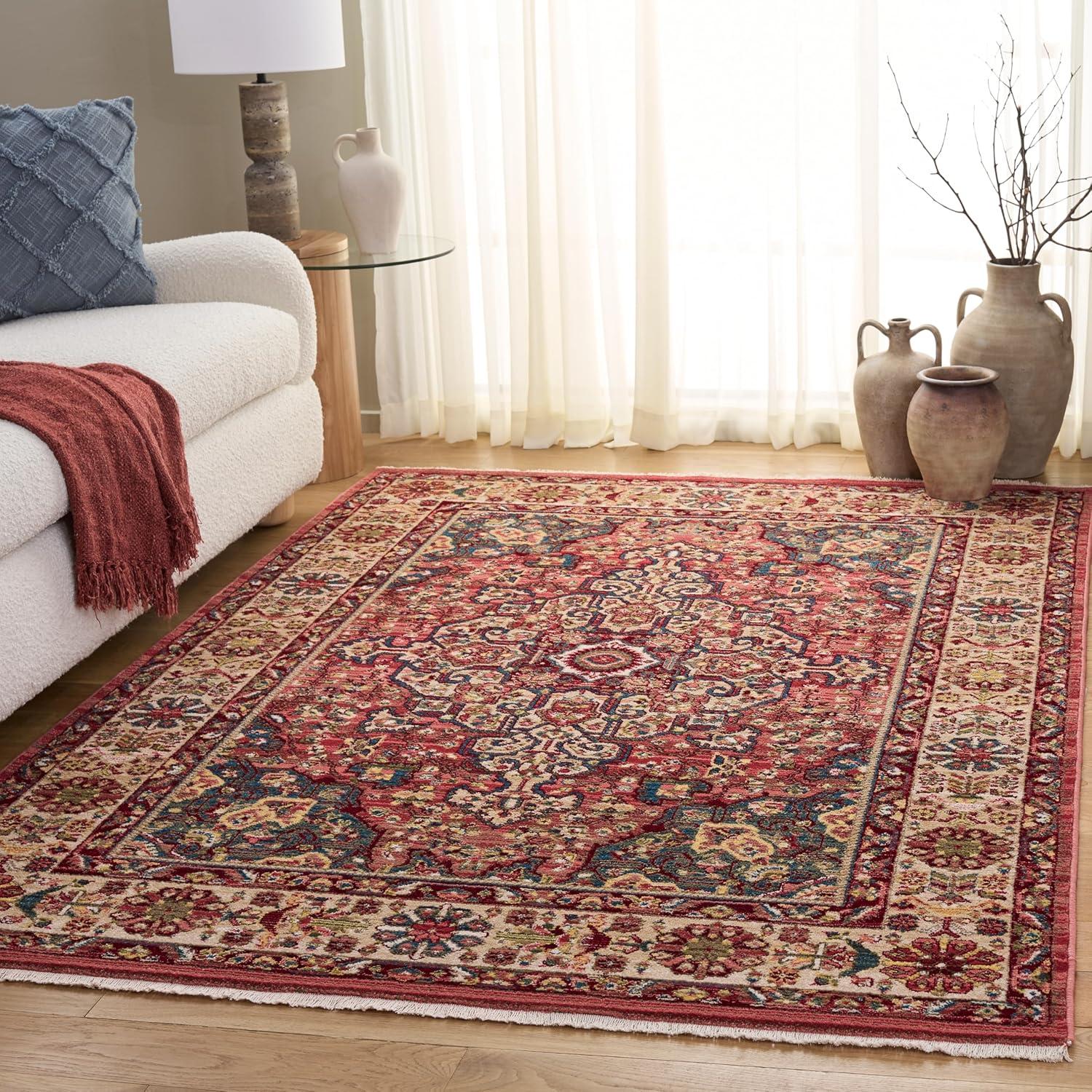 image:imageSAFAVIEH Area Rug 8x10 Kashan Collection Large Blue amp Red Traditional Oriental Design NonShedding amp Easy Cleaning Ideal for Living Room Bedroom Office Dining Space KSN305ARedIvory