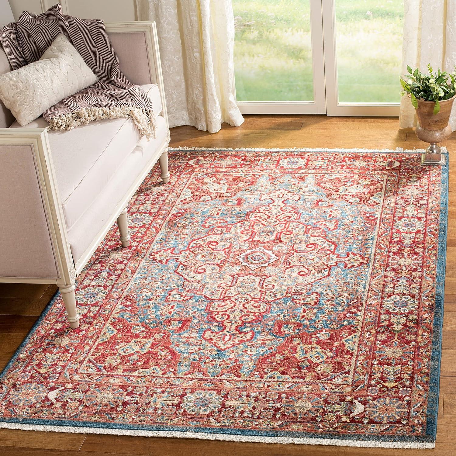 image:imageSAFAVIEH Area Rug 8x10 Kashan Collection Large Blue amp Red Traditional Oriental Design NonShedding amp Easy Cleaning Ideal for Living Room Bedroom Office Dining Space KSN305ARedIvory