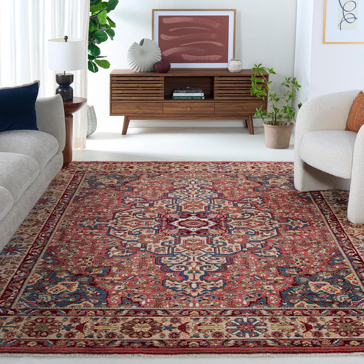 image:imageSAFAVIEH Area Rug 8x10 Kashan Collection Large Blue amp Red Traditional Oriental Design NonShedding amp Easy Cleaning Ideal for Living Room Bedroom Office Dining Space KSN305ARedIvory