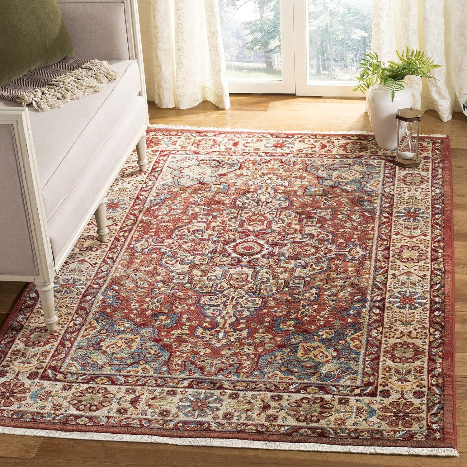 image:imageSAFAVIEH Area Rug 8x10 Kashan Collection Large Blue amp Red Traditional Oriental Design NonShedding amp Easy Cleaning Ideal for Living Room Bedroom Office Dining Space KSN305ARedIvory