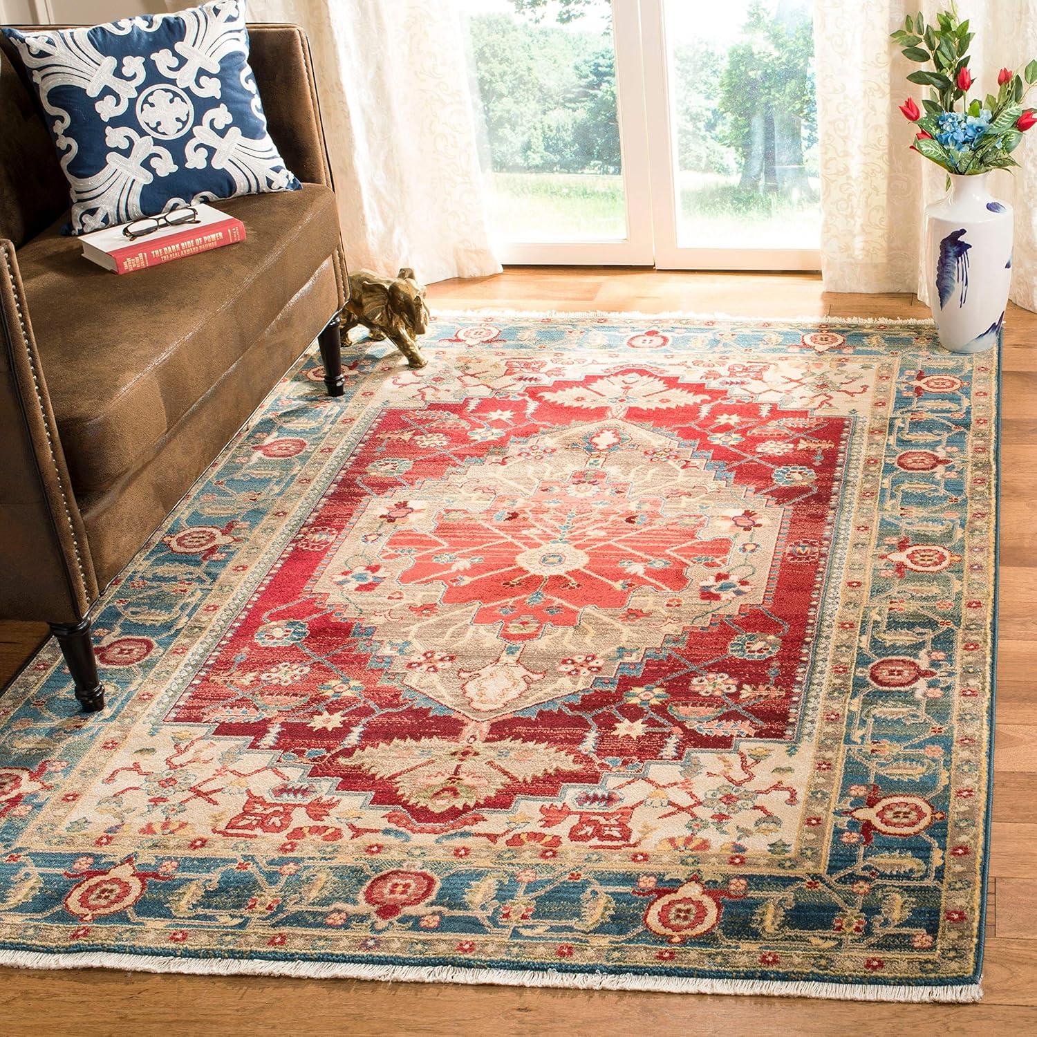 image:imageSAFAVIEH Area Rug 8x10 Kashan Collection Large Ivory amp Blue Traditional Oriental Design NonShedding amp Easy Cleaning Ideal for Living Room Bedroom Office Dining Space KSN306AIvoryBlue