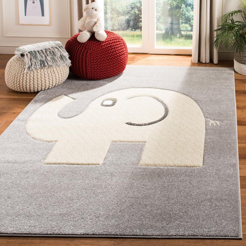 image:imageSAFAVIEH Carousel Kids Collection Accent Rug 33 x 53 Grey amp Ivory Elephant NonShedding amp Easy Care Ideal for High Traffic Areas for Boys amp Girls in Playroom Nursery Bedroom CRK165BGreyIvory