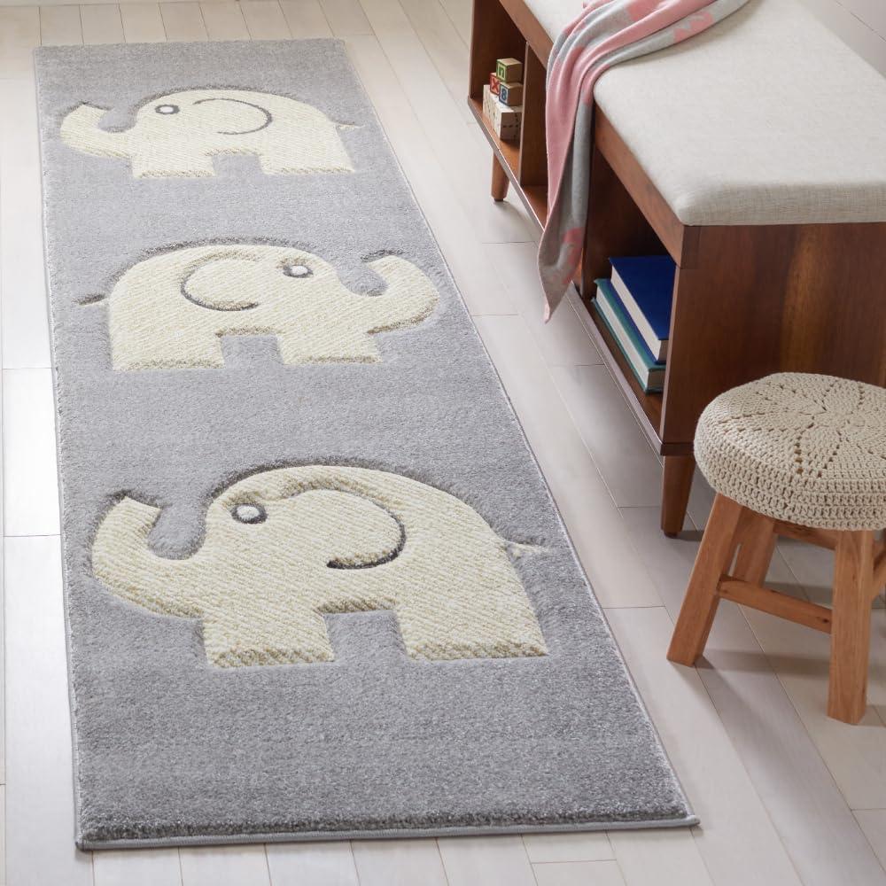 image:imageSAFAVIEH Carousel Kids Collection Accent Rug 33 x 53 Grey amp Ivory Elephant NonShedding amp Easy Care Ideal for High Traffic Areas for Boys amp Girls in Playroom Nursery Bedroom CRK165BGreyIvory
