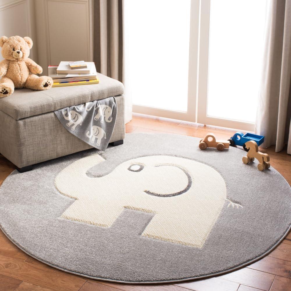 image:imageSAFAVIEH Carousel Kids Collection Accent Rug 33 x 53 Grey amp Ivory Elephant NonShedding amp Easy Care Ideal for High Traffic Areas for Boys amp Girls in Playroom Nursery Bedroom CRK165BGreyIvory