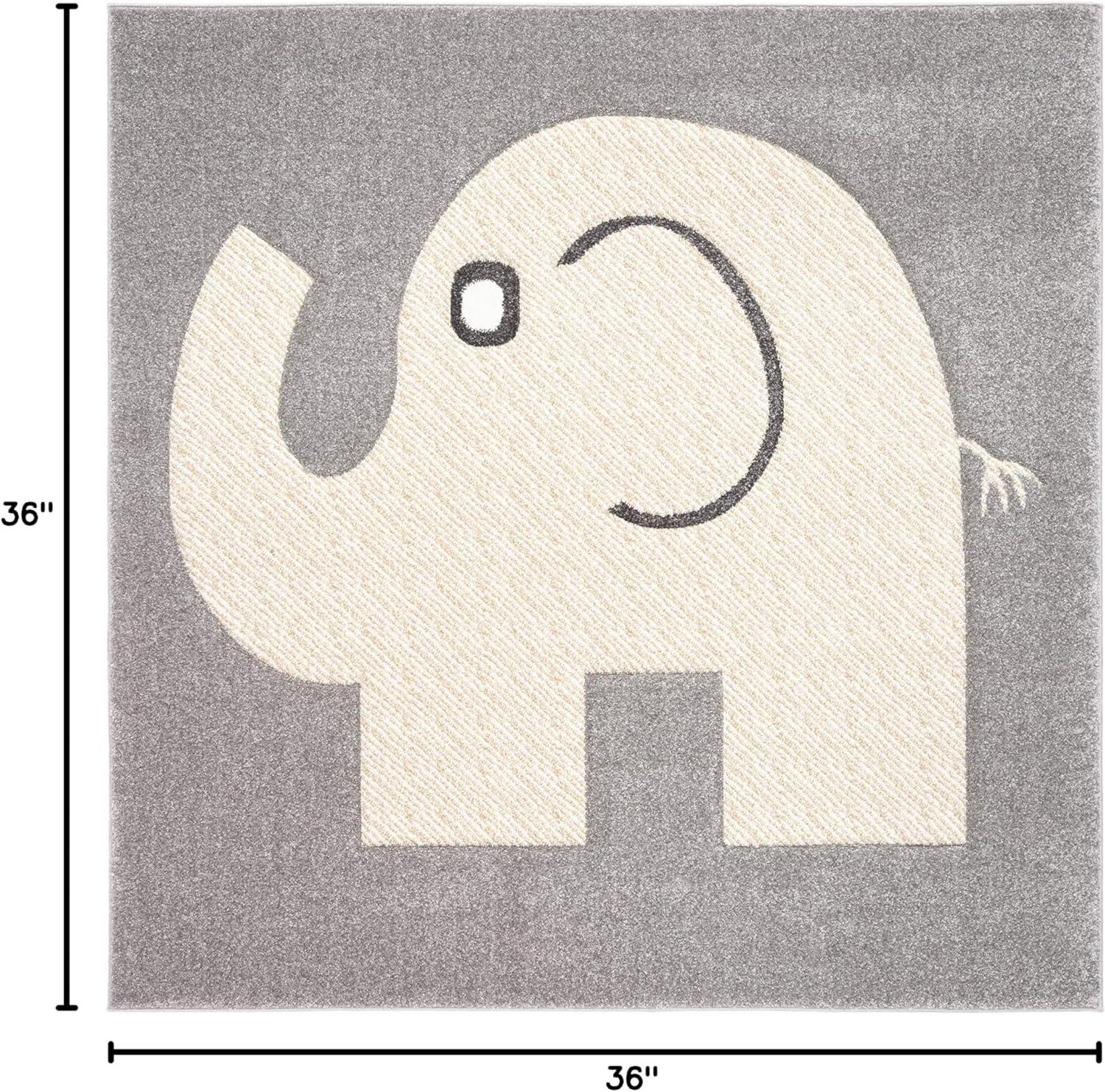 image:imageSAFAVIEH Carousel Kids Collection Accent Rug 33 x 53 Grey amp Ivory Elephant NonShedding amp Easy Care Ideal for High Traffic Areas for Boys amp Girls in Playroom Nursery Bedroom CRK165BGreyIvory