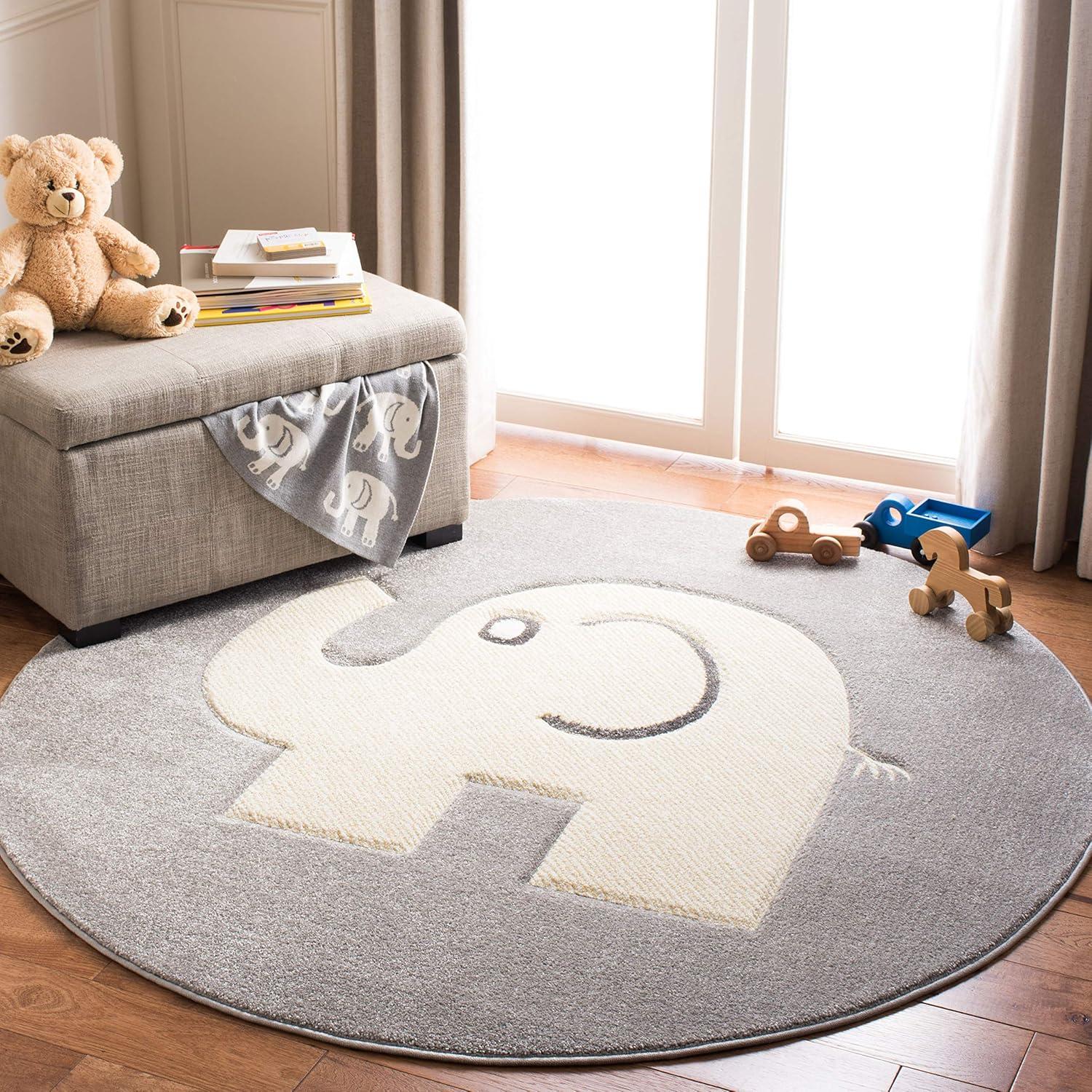 image:imageSAFAVIEH Carousel Kids Collection Accent Rug 33 x 53 Grey amp Ivory Elephant NonShedding amp Easy Care Ideal for High Traffic Areas for Boys amp Girls in Playroom Nursery Bedroom CRK165BGreyIvory