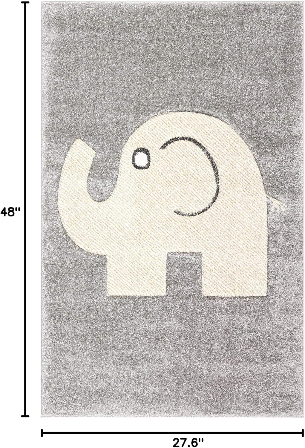 image:imageSAFAVIEH Carousel Kids Collection Accent Rug 33 x 53 Grey amp Ivory Elephant NonShedding amp Easy Care Ideal for High Traffic Areas for Boys amp Girls in Playroom Nursery Bedroom CRK165BGreyIvory