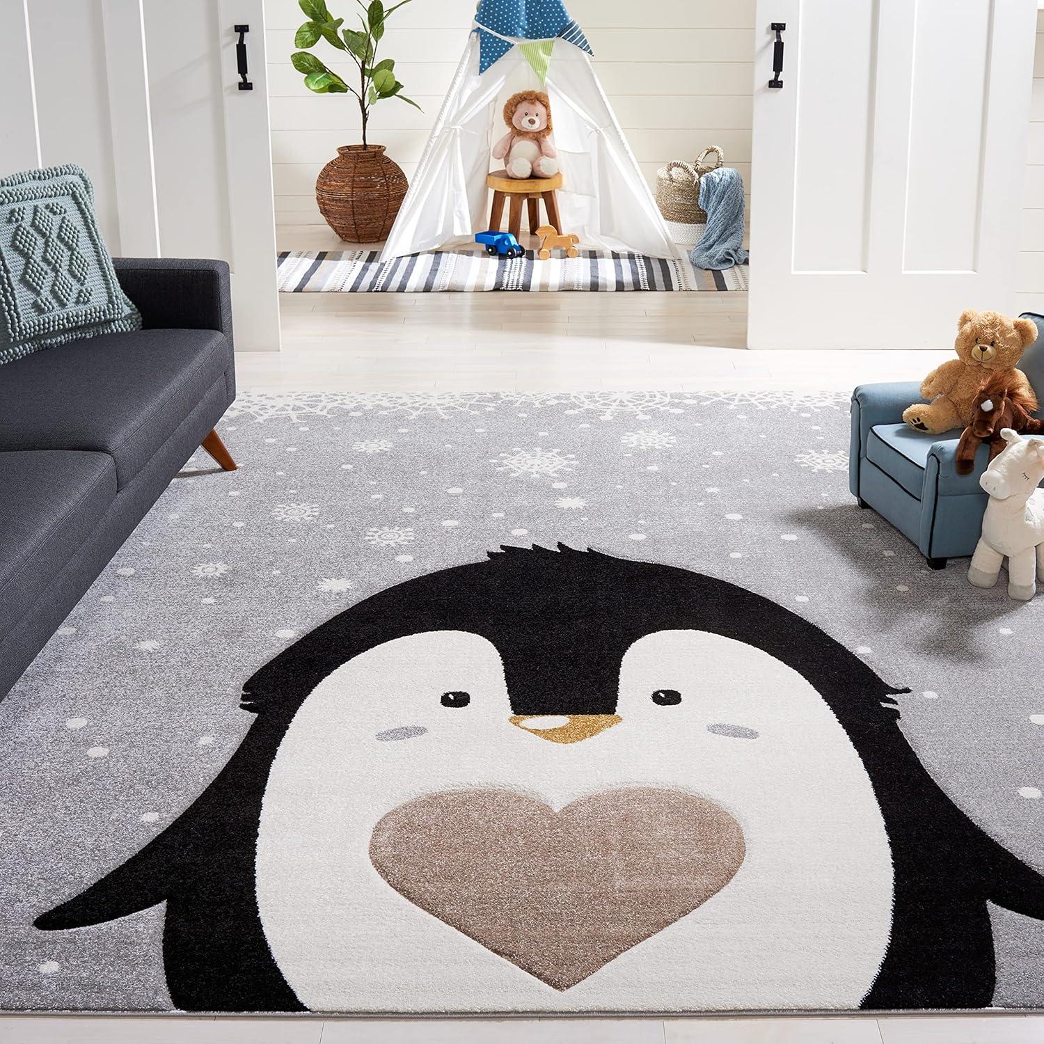 image:imageSAFAVIEH Carousel Kids Collection Accent Rug 4 x 6 Light Grey amp Black NonShedding amp Easy Care Ideal for High Traffic Areas for Boys amp Girls in Playroom Nursery Bedroom CRK132FLight GreyBlack