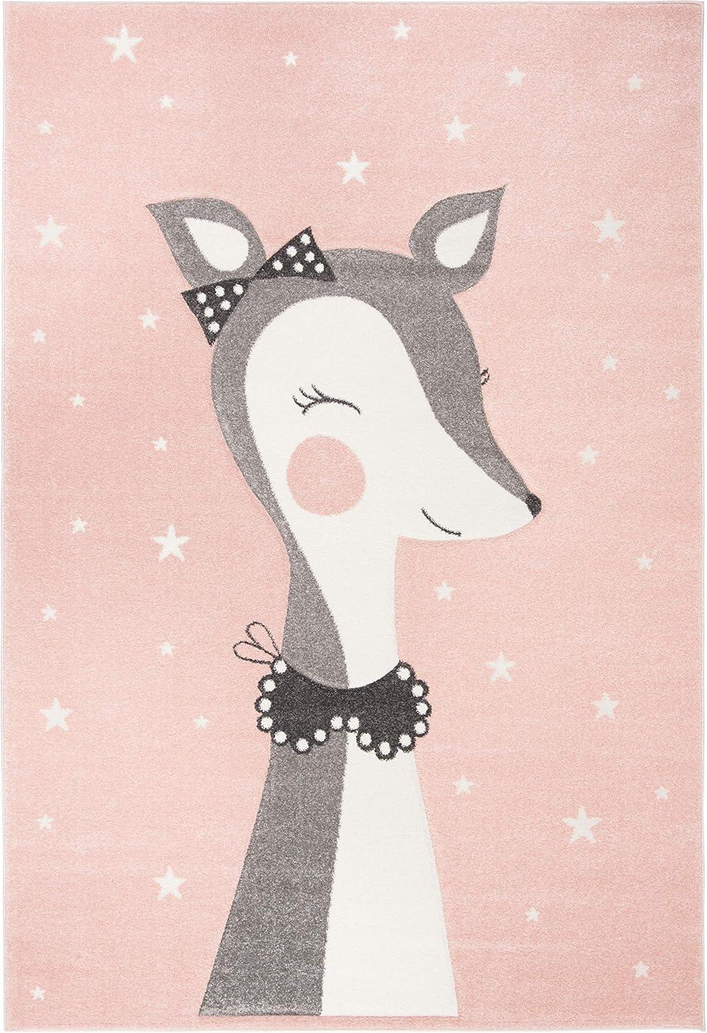 image:imageSAFAVIEH Carousel Kids Collection Accent Rug 4 x 6 Pink amp Ivory Doe Design NonShedding amp Easy Care Ideal for High Traffic Areas for Boys amp Girls in Playroom Nursery Bedroom CRK191PPinkIvory