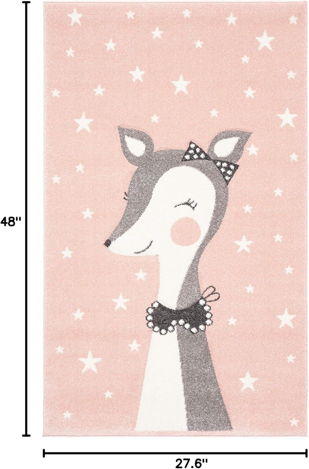 image:imageSAFAVIEH Carousel Kids Collection Accent Rug 4 x 6 Pink amp Ivory Doe Design NonShedding amp Easy Care Ideal for High Traffic Areas for Boys amp Girls in Playroom Nursery Bedroom CRK191PPinkIvory