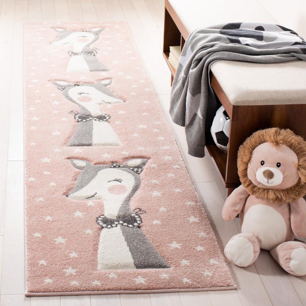 image:imageSAFAVIEH Carousel Kids Collection Accent Rug 4 x 6 Pink amp Ivory Doe Design NonShedding amp Easy Care Ideal for High Traffic Areas for Boys amp Girls in Playroom Nursery Bedroom CRK191PPinkIvory