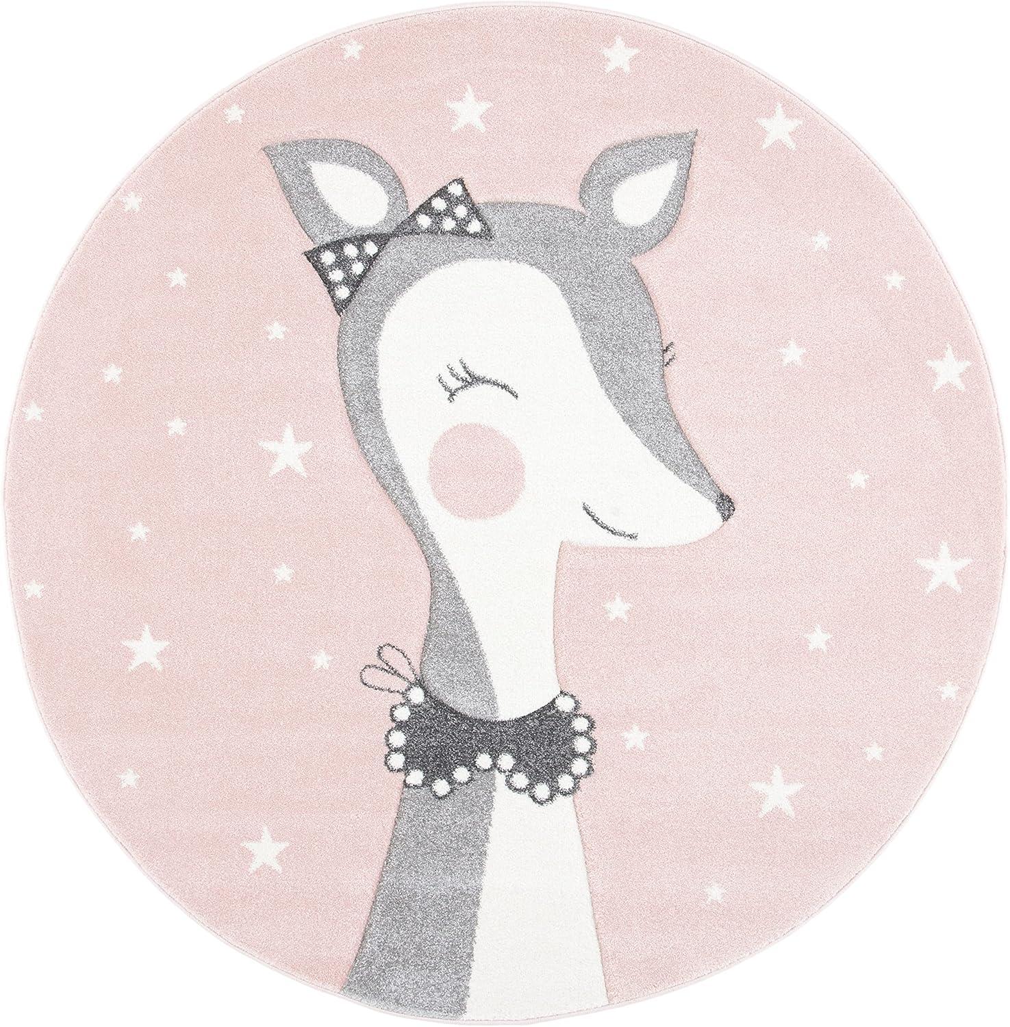 image:imageSAFAVIEH Carousel Kids Collection Accent Rug 4 x 6 Pink amp Ivory Doe Design NonShedding amp Easy Care Ideal for High Traffic Areas for Boys amp Girls in Playroom Nursery Bedroom CRK191PPinkIvory