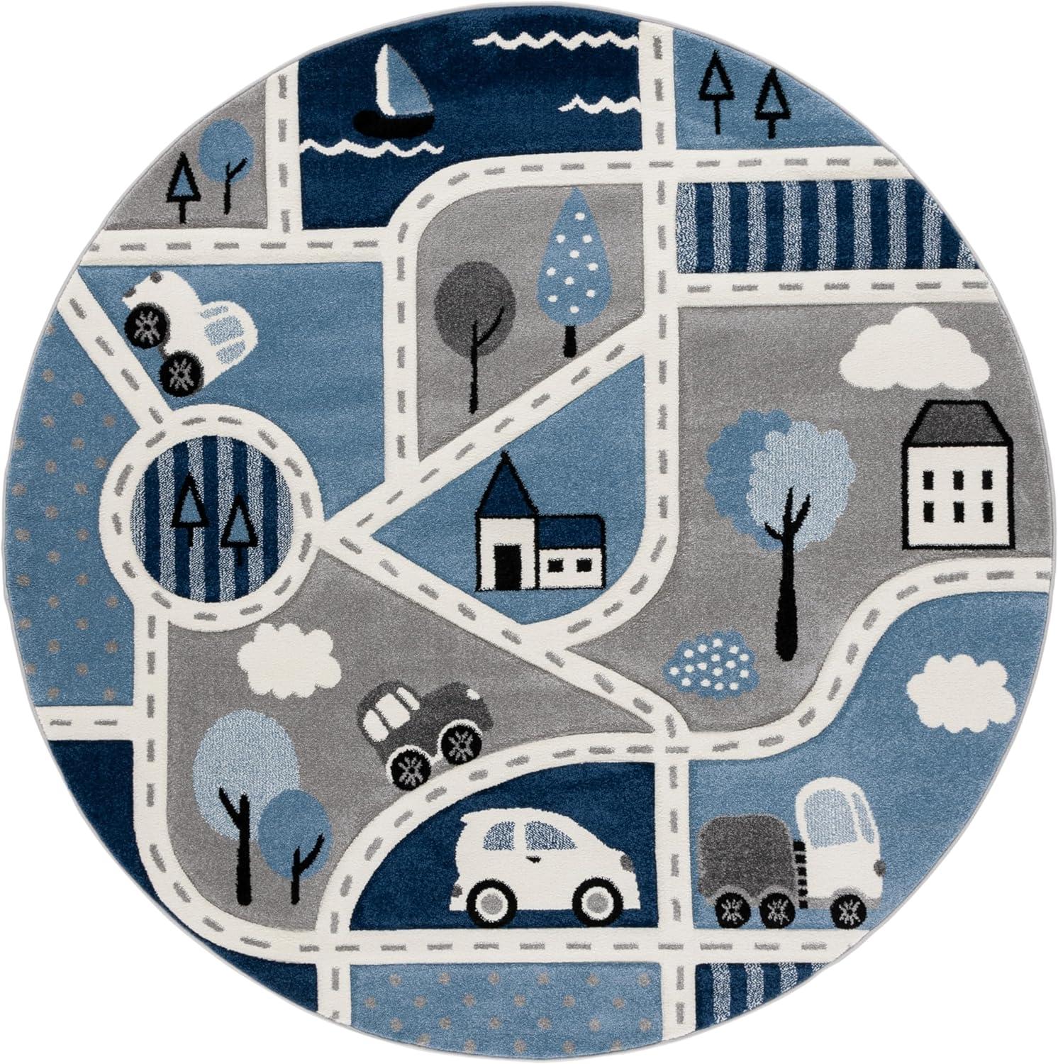 image:imageSAFAVIEH Carousel Kids Collection Area Rug 67 x 9 Grey amp Light Blue NonShedding amp Easy Care Ideal for High Traffic Areas for Boys amp Girls in Playroom Nursery Bedroom CRK193FGreyBlue