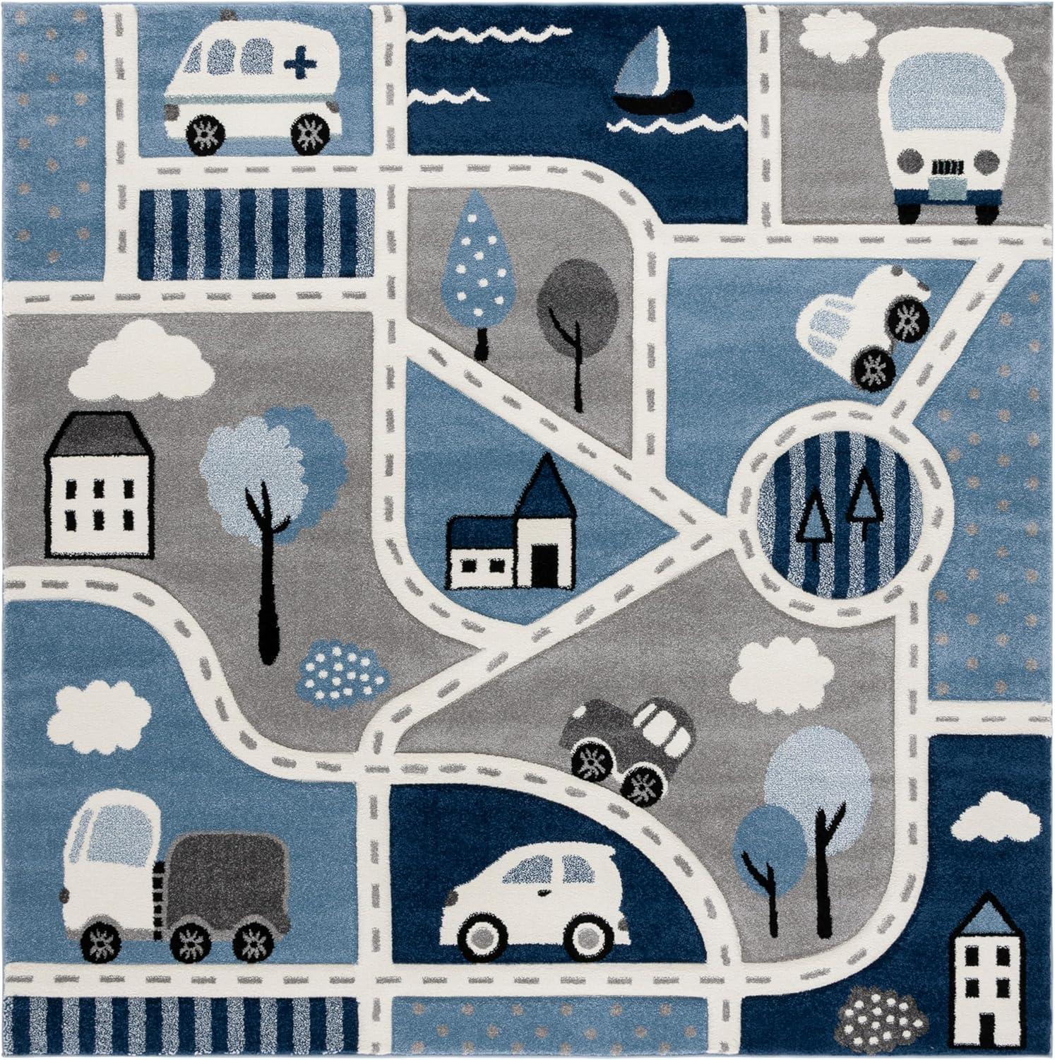 image:imageSAFAVIEH Carousel Kids Collection Area Rug 67 x 9 Grey amp Light Blue NonShedding amp Easy Care Ideal for High Traffic Areas for Boys amp Girls in Playroom Nursery Bedroom CRK193FGreyBlue