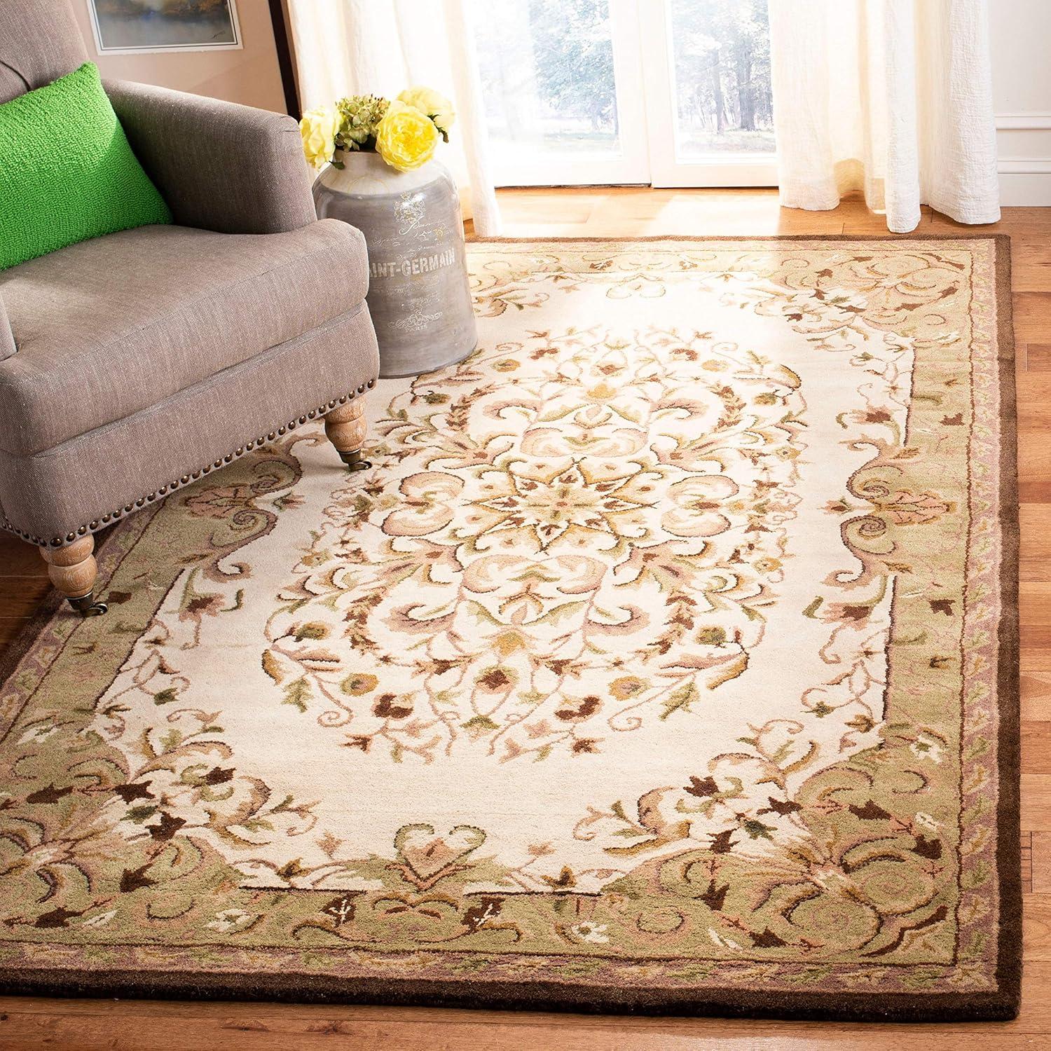 image:imageSAFAVIEH Heritage Collection Area Rug 5 x 8 Beige amp Green Handmade Traditional Oriental Wool Ideal for High Traffic Areas in Living Room Bedroom HG640ABlack