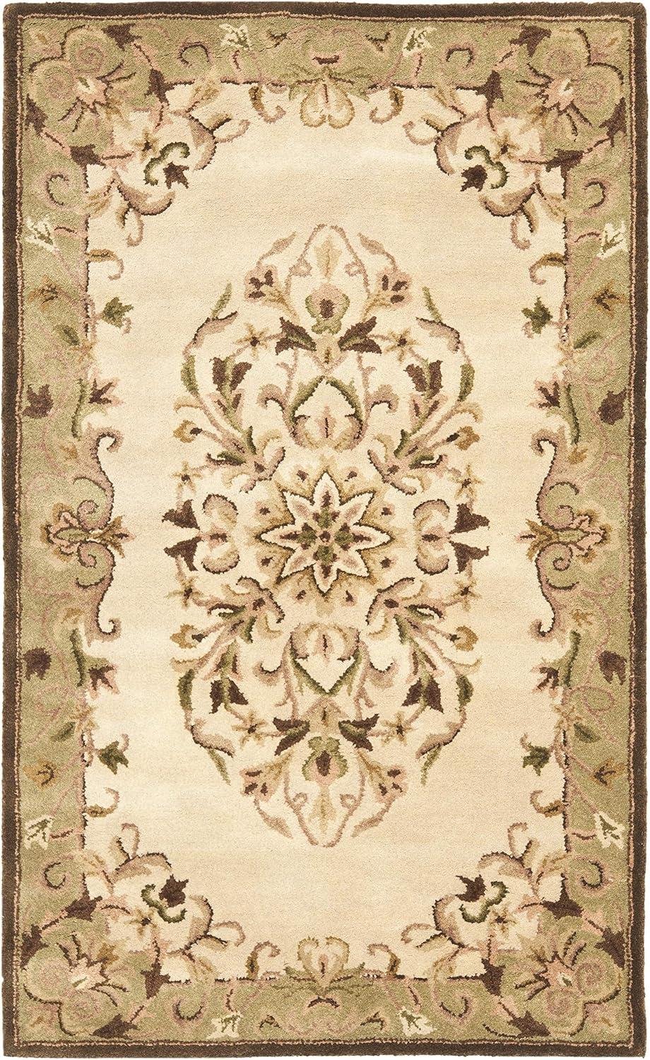 image:imageSAFAVIEH Heritage Collection Area Rug 5 x 8 Beige amp Green Handmade Traditional Oriental Wool Ideal for High Traffic Areas in Living Room Bedroom HG640ABeigeGreen