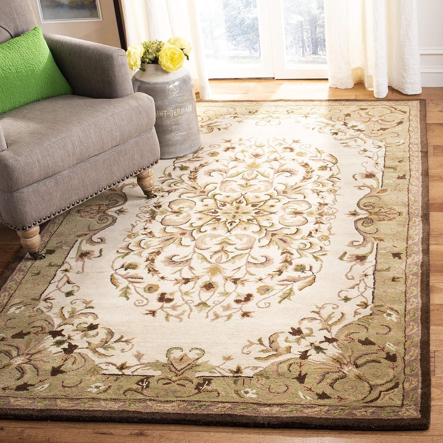 image:imageSAFAVIEH Heritage Collection Area Rug 5 x 8 Beige amp Green Handmade Traditional Oriental Wool Ideal for High Traffic Areas in Living Room Bedroom HG640ABeigeGreen