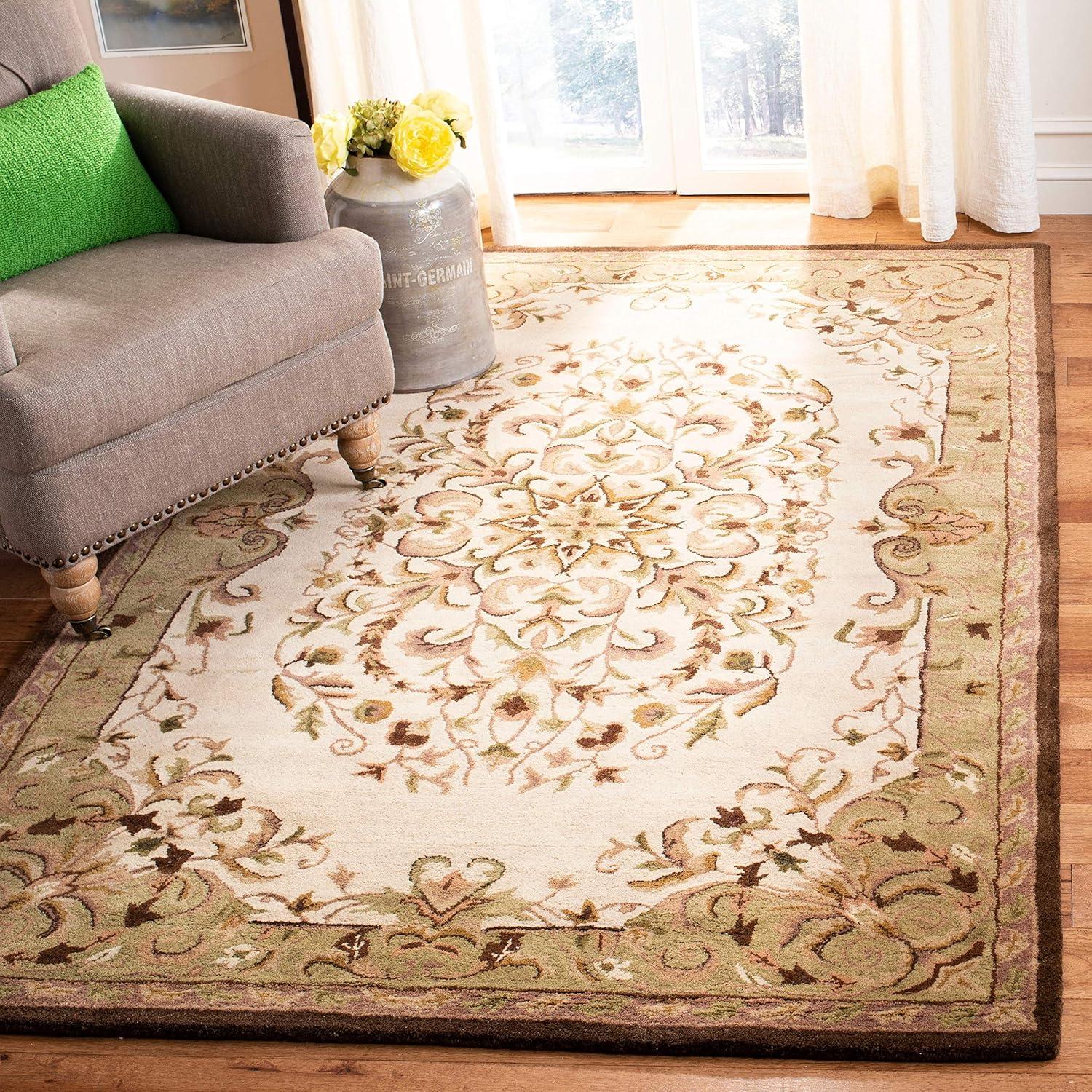 image:imageSAFAVIEH Heritage Collection Area Rug 5 x 8 Beige amp Green Handmade Traditional Oriental Wool Ideal for High Traffic Areas in Living Room Bedroom HG640ABeigeGreen