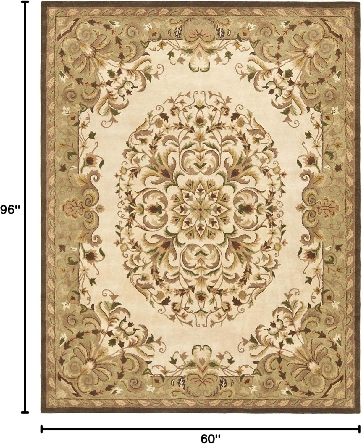 image:imageSAFAVIEH Heritage Collection Area Rug 5 x 8 Beige amp Green Handmade Traditional Oriental Wool Ideal for High Traffic Areas in Living Room Bedroom HG640ABeigeGreen
