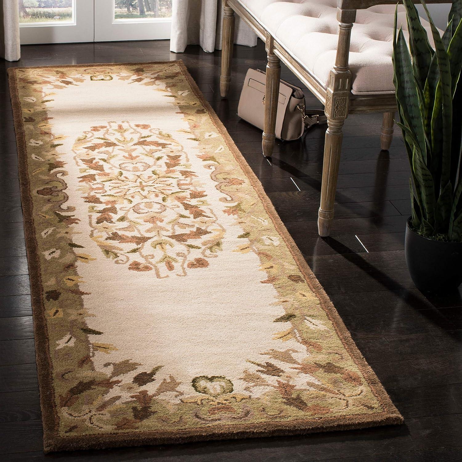 image:imageSAFAVIEH Heritage Collection Area Rug 5 x 8 Beige amp Green Handmade Traditional Oriental Wool Ideal for High Traffic Areas in Living Room Bedroom HG640ABlack
