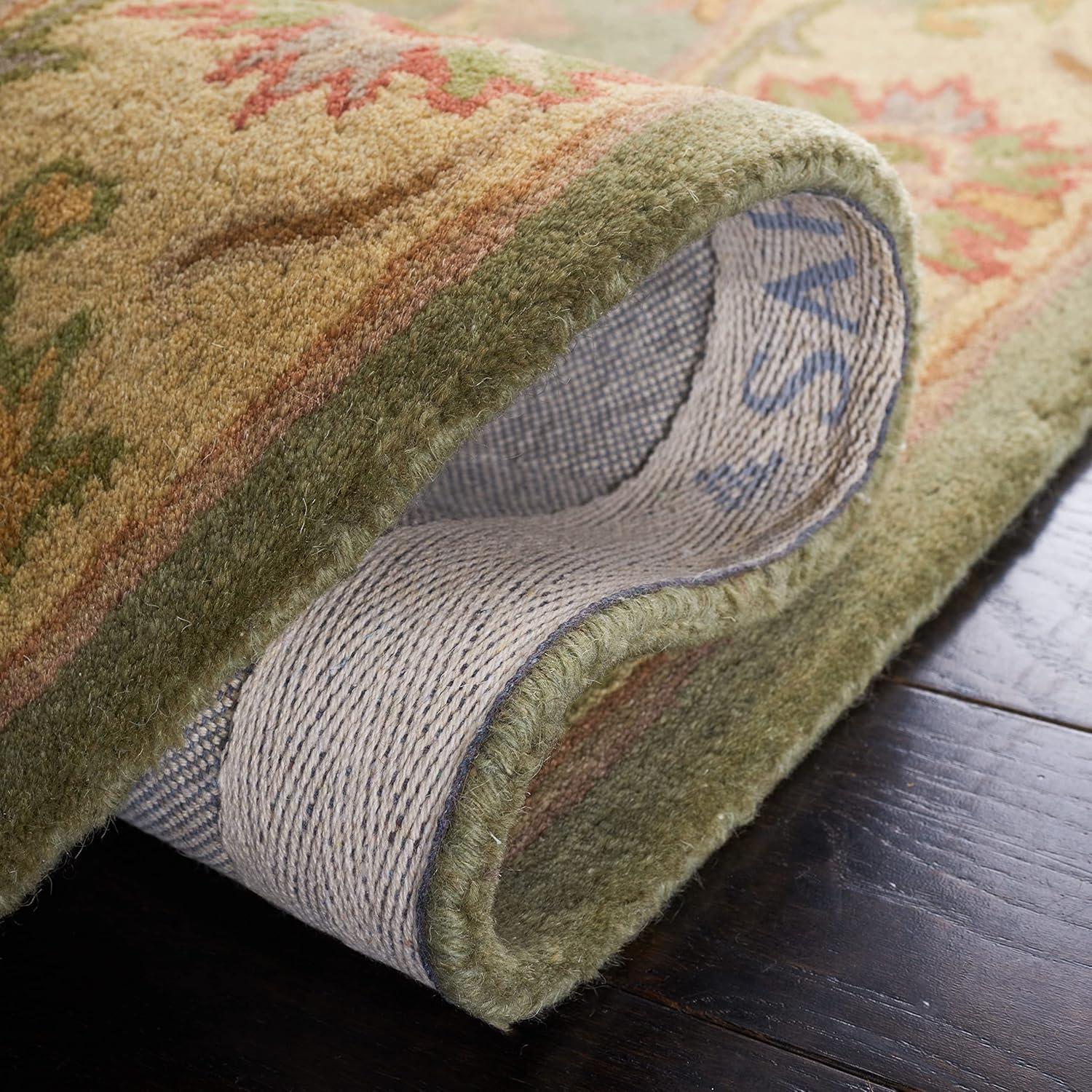 image:imageSAFAVIEH Heritage Collection Area Rug 5 x 8 Blue amp Beige Handmade Traditional Oriental Wool Ideal for High Traffic Areas in Living Room Bedroom HG811BGreenGold