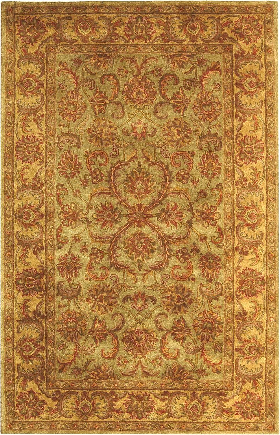 image:imageSAFAVIEH Heritage Collection Area Rug 5 x 8 Blue amp Beige Handmade Traditional Oriental Wool Ideal for High Traffic Areas in Living Room Bedroom HG811BGreenGold