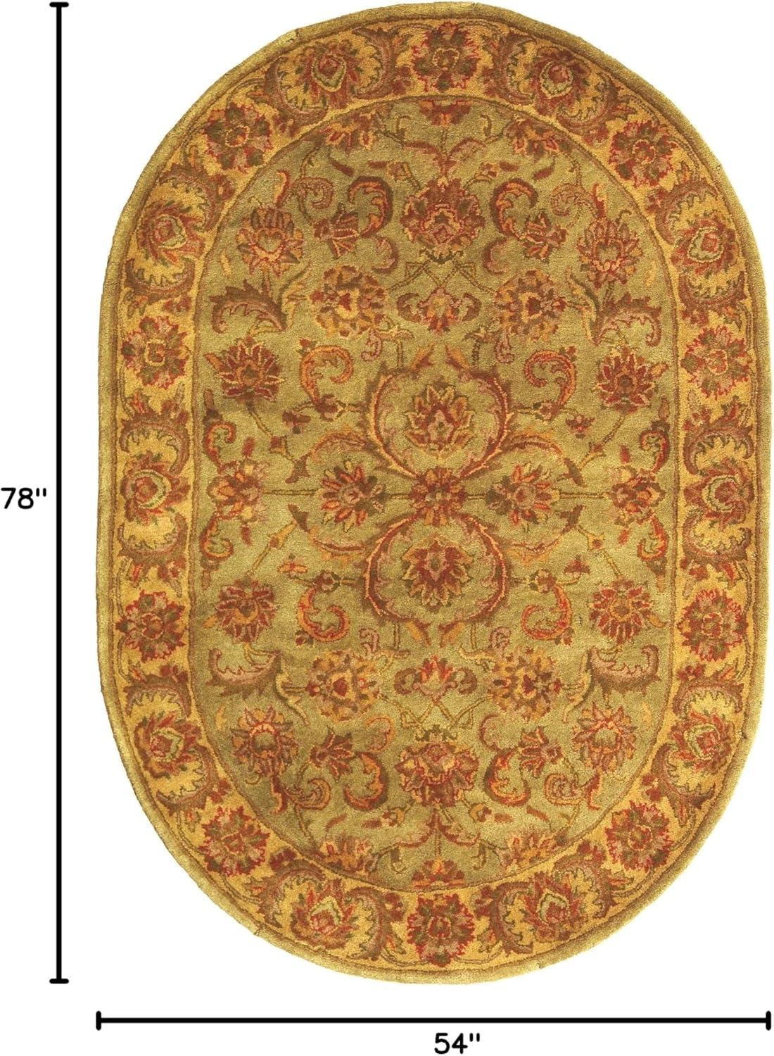 image:imageSAFAVIEH Heritage Collection Area Rug 5 x 8 Blue amp Beige Handmade Traditional Oriental Wool Ideal for High Traffic Areas in Living Room Bedroom HG811BGreenGold