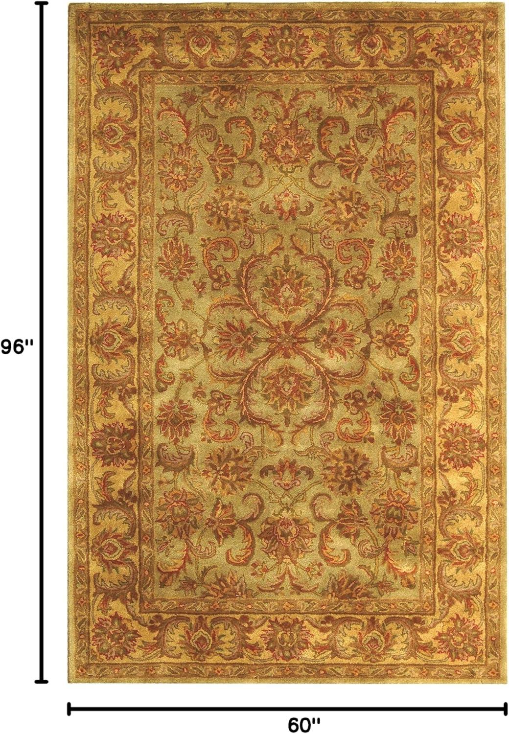 image:imageSAFAVIEH Heritage Collection Area Rug 5 x 8 Blue amp Beige Handmade Traditional Oriental Wool Ideal for High Traffic Areas in Living Room Bedroom HG811BGreenGold