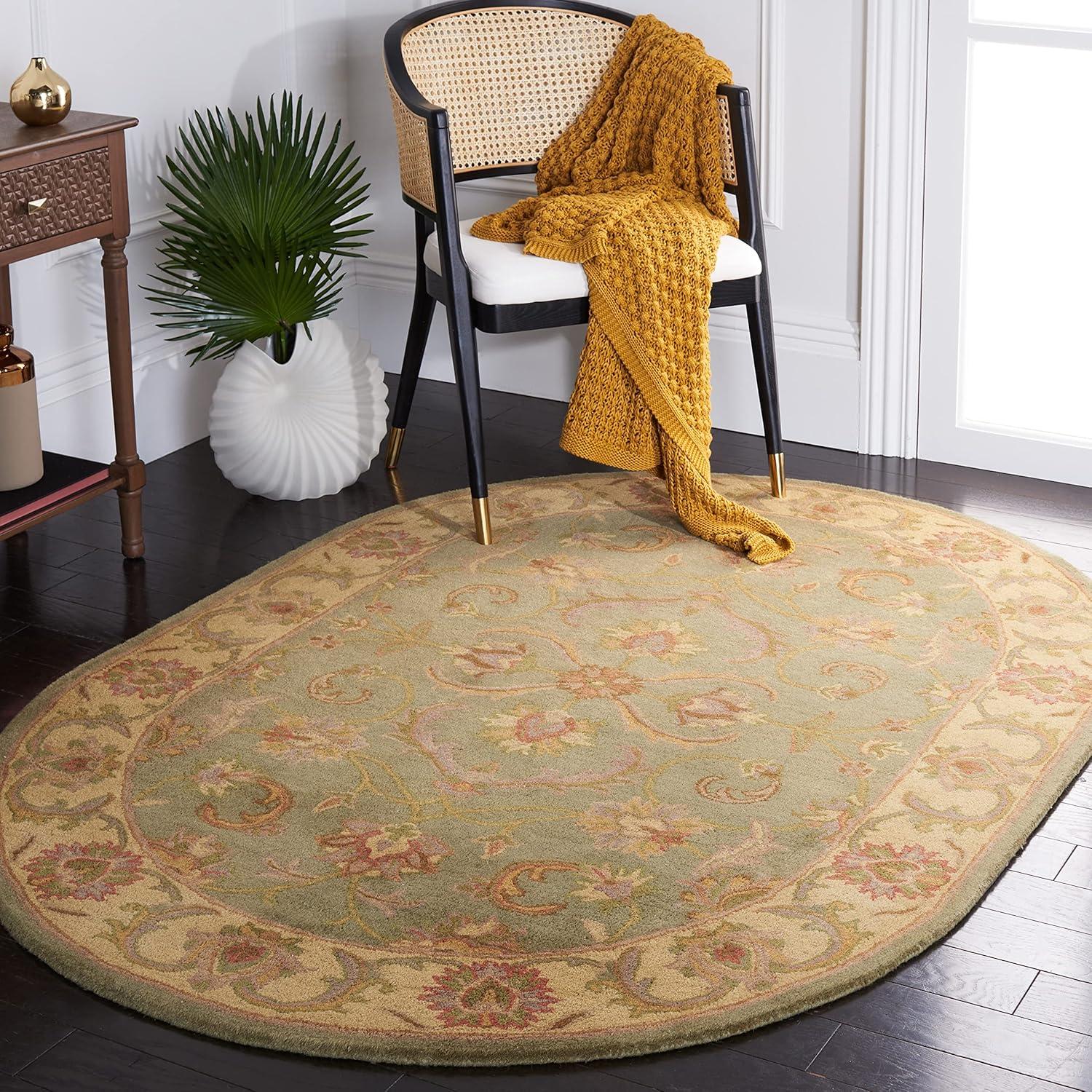 image:imageSAFAVIEH Heritage Collection Area Rug 5 x 8 Blue amp Beige Handmade Traditional Oriental Wool Ideal for High Traffic Areas in Living Room Bedroom HG811BGreenGold