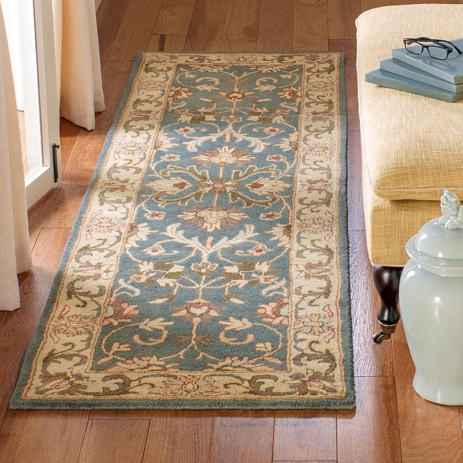image:imageSAFAVIEH Heritage Collection Area Rug 5 x 8 Blue amp Beige Handmade Traditional Oriental Wool Ideal for High Traffic Areas in Living Room Bedroom HG811BBlueBeige