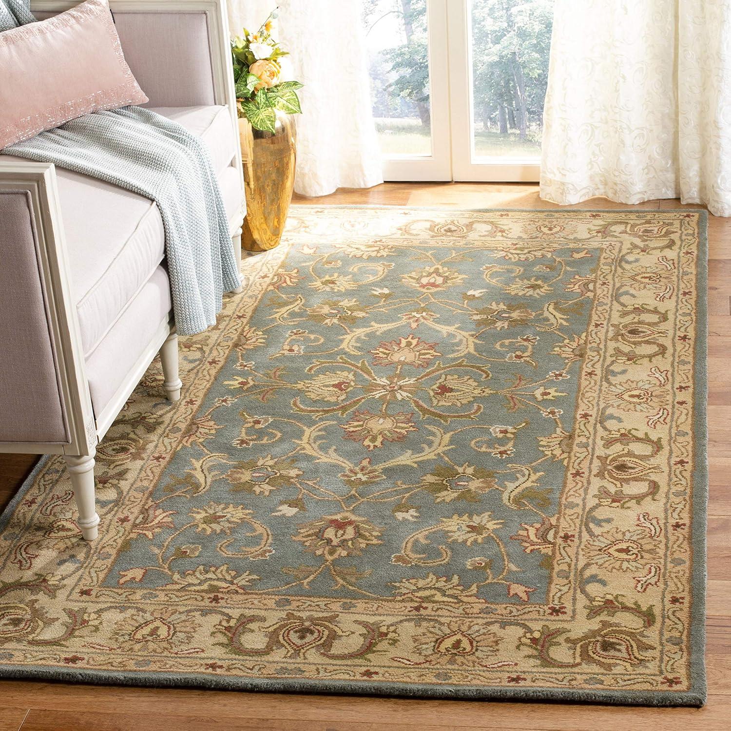 image:imageSAFAVIEH Heritage Collection Area Rug 5 x 8 Blue amp Beige Handmade Traditional Oriental Wool Ideal for High Traffic Areas in Living Room Bedroom HG811BBlueBeige