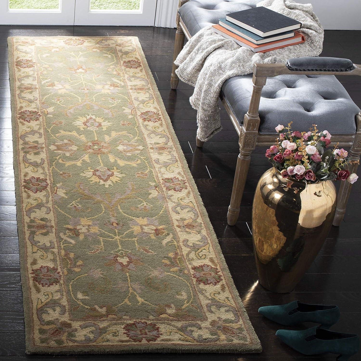 image:imageSAFAVIEH Heritage Collection Area Rug 5 x 8 Blue amp Beige Handmade Traditional Oriental Wool Ideal for High Traffic Areas in Living Room Bedroom HG811BGreenGold