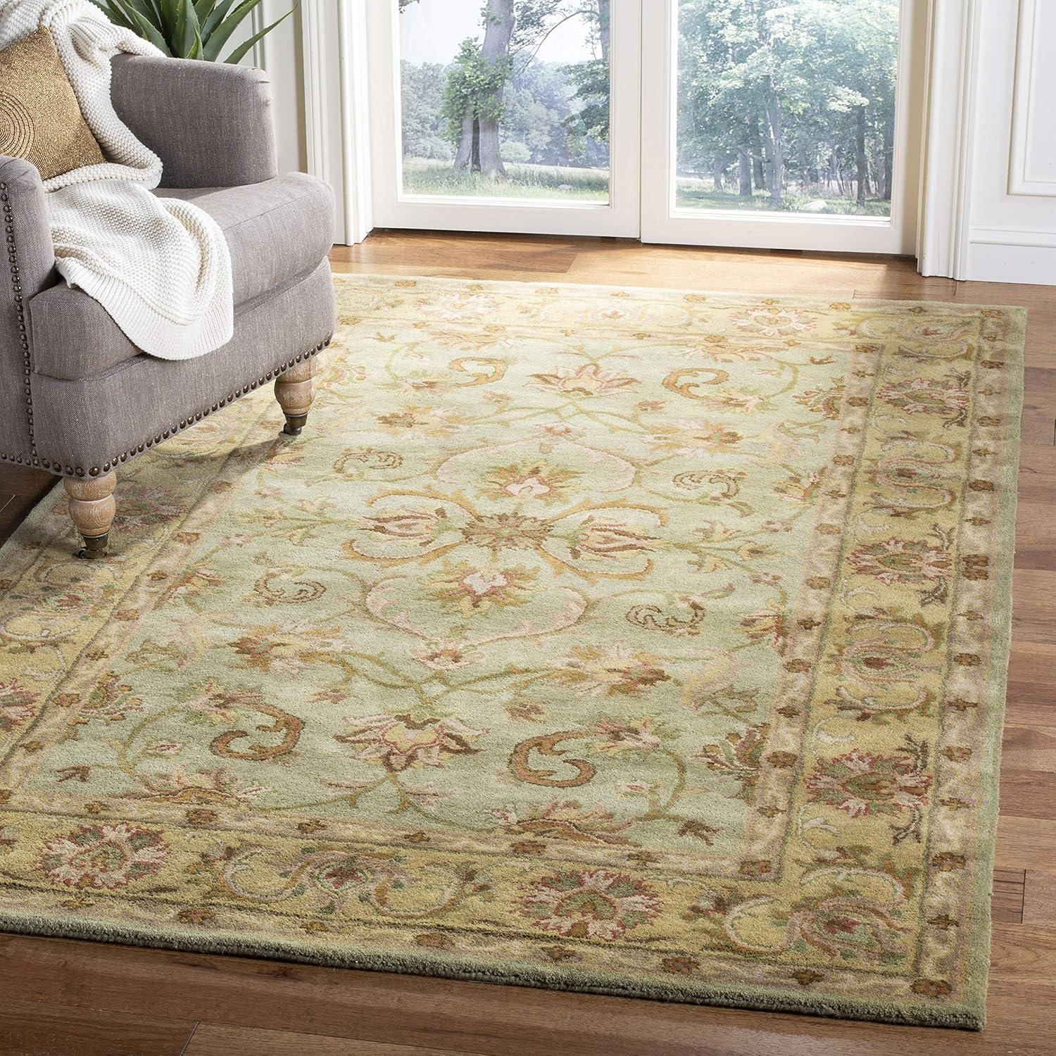 image:imageSAFAVIEH Heritage Collection Area Rug 5 x 8 Blue amp Beige Handmade Traditional Oriental Wool Ideal for High Traffic Areas in Living Room Bedroom HG811BGreenGold
