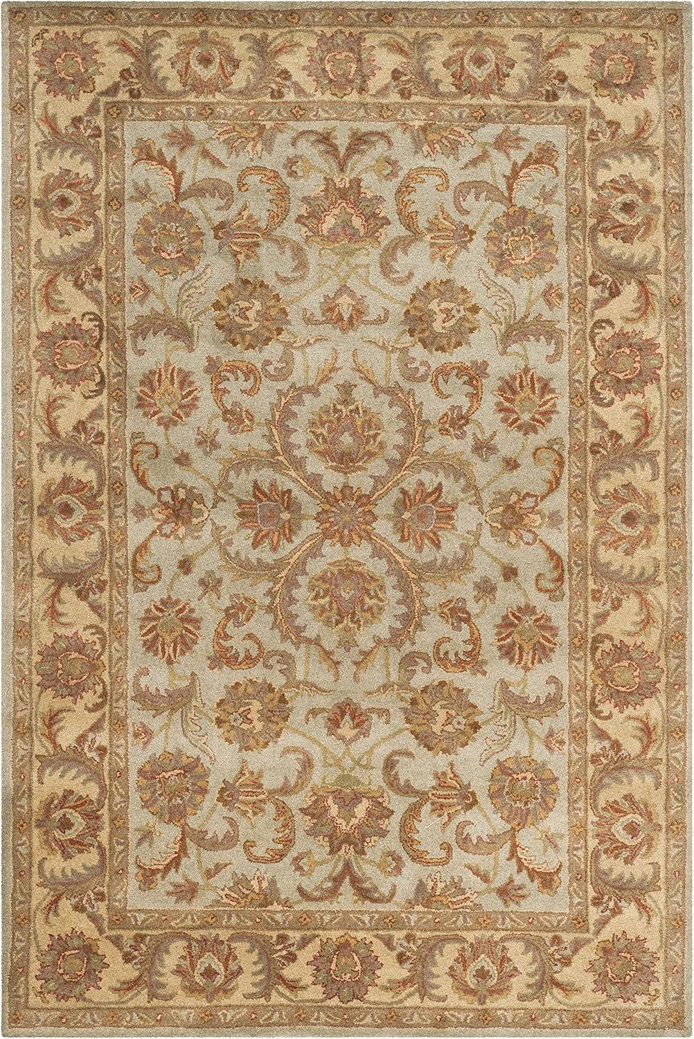 image:imageSAFAVIEH Heritage Collection Area Rug 5 x 8 Blue amp Beige Handmade Traditional Oriental Wool Ideal for High Traffic Areas in Living Room Bedroom HG811BGreenGold