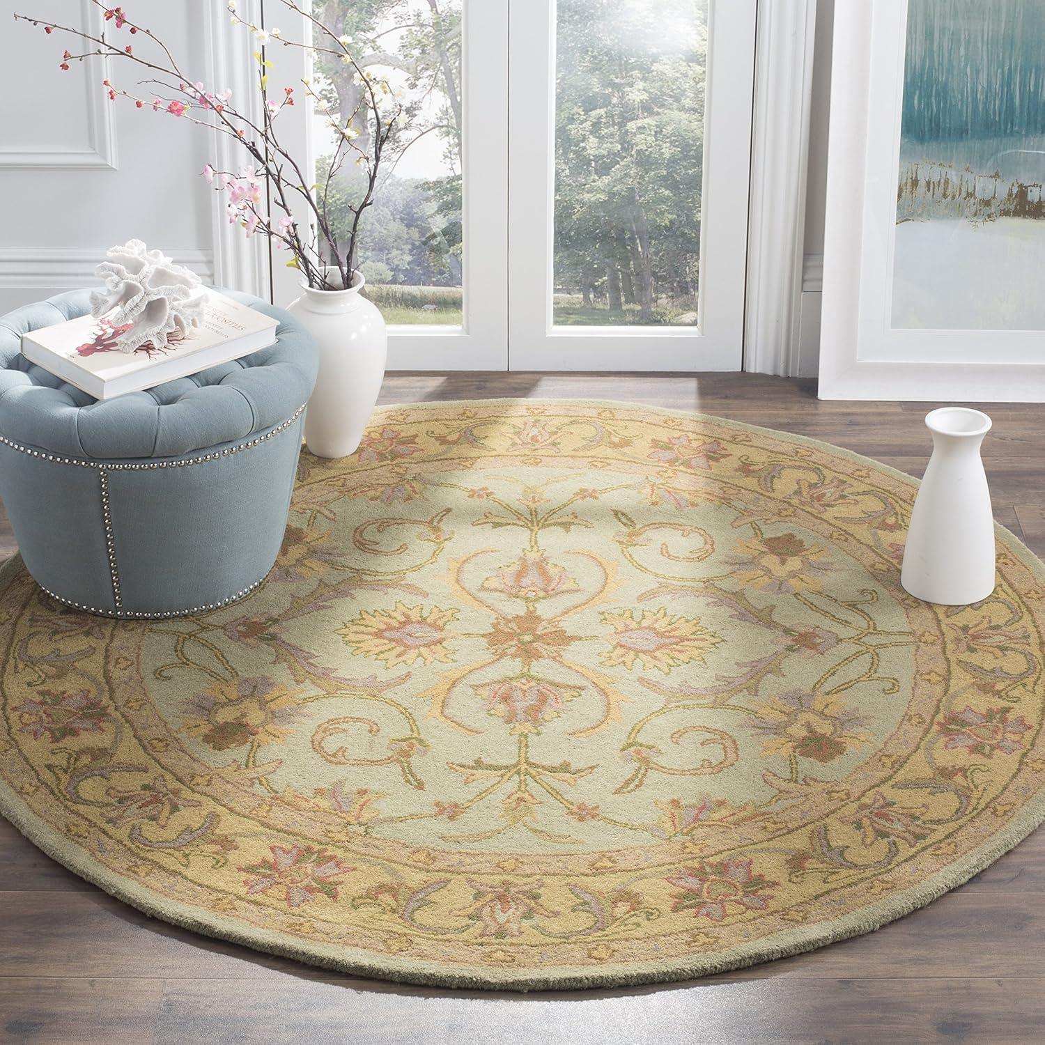 image:imageSAFAVIEH Heritage Collection Area Rug 5 x 8 Blue amp Beige Handmade Traditional Oriental Wool Ideal for High Traffic Areas in Living Room Bedroom HG811BGreenGold