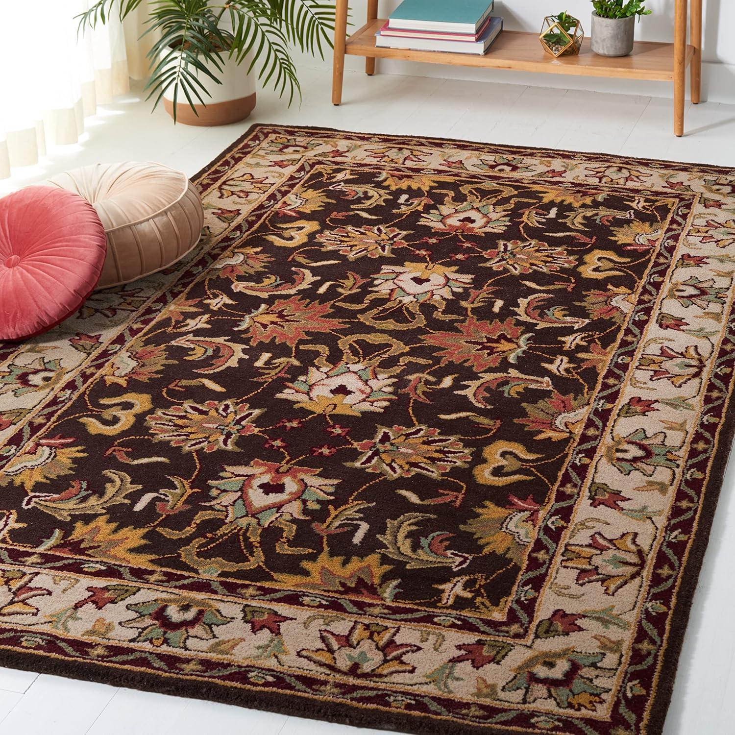 image:imageSAFAVIEH Heritage Collection Area Rug 5 x 8 Brown amp Beige Handmade Traditional Oriental Wool Ideal for High Traffic Areas in Living Room Bedroom HG818ABrownBeige