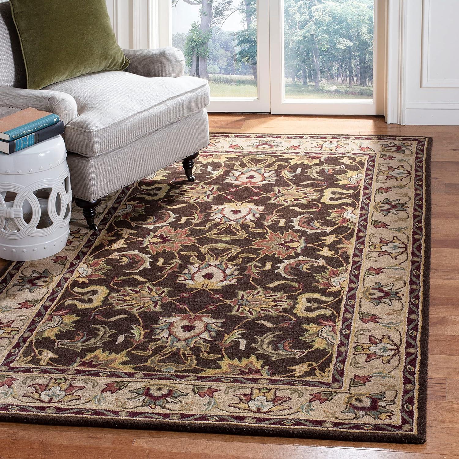image:imageSAFAVIEH Heritage Collection Area Rug 5 x 8 Brown amp Beige Handmade Traditional Oriental Wool Ideal for High Traffic Areas in Living Room Bedroom HG818ABrownBeige