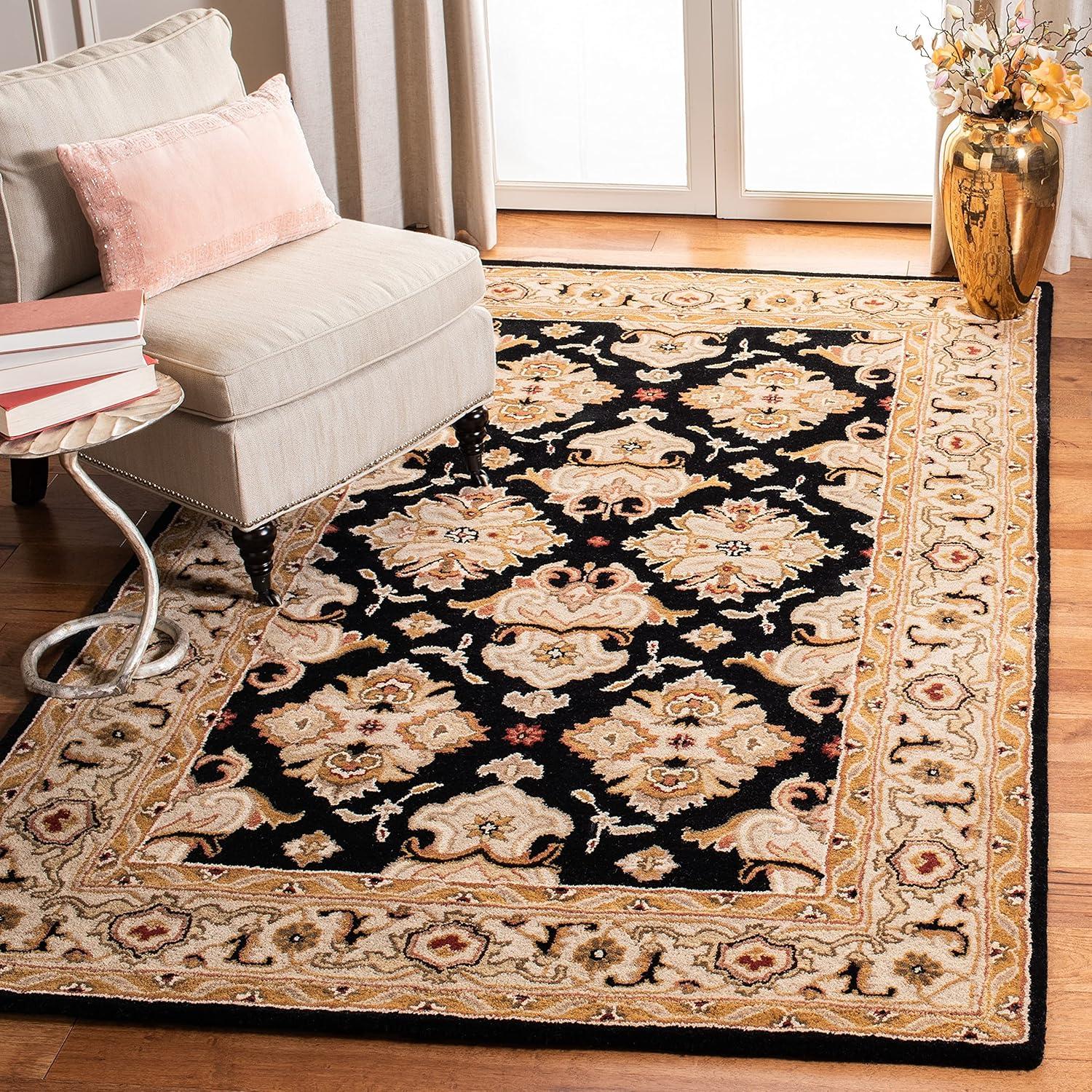 image:imageSAFAVIEH Heritage Collection Area Rug 5 x 8 Espresso amp Ivory Handmade Traditional Oriental Wool Ideal for High Traffic Areas in Living Room Bedroom HG817BBlackIvory