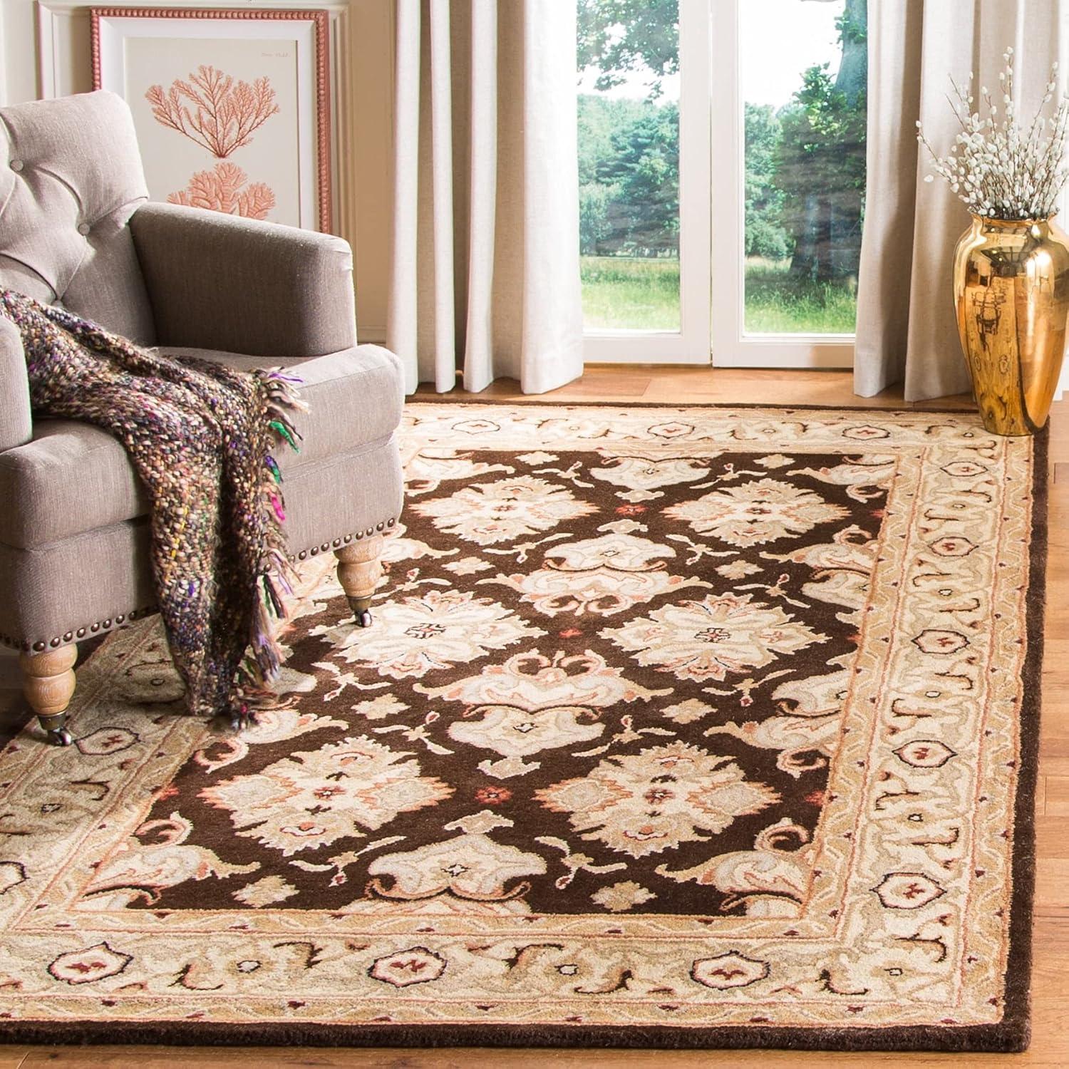 image:imageSAFAVIEH Heritage Collection Area Rug 5 x 8 Espresso amp Ivory Handmade Traditional Oriental Wool Ideal for High Traffic Areas in Living Room Bedroom HG817BBlackIvory