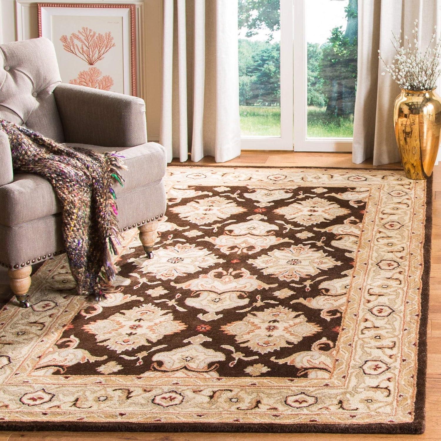 image:imageSAFAVIEH Heritage Collection Area Rug 5 x 8 Espresso amp Ivory Handmade Traditional Oriental Wool Ideal for High Traffic Areas in Living Room Bedroom HG817BBlackIvory