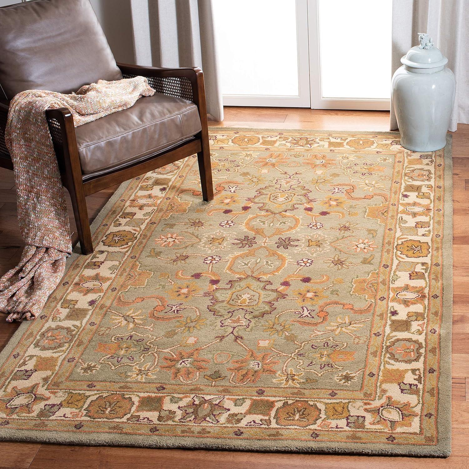 image:imageSAFAVIEH Heritage Collection Area Rug 5 x 8 Light Green amp Beige Handmade Traditional Oriental Wool Ideal for High Traffic Areas in Living Room Bedroom HG959ALight GreenBeige