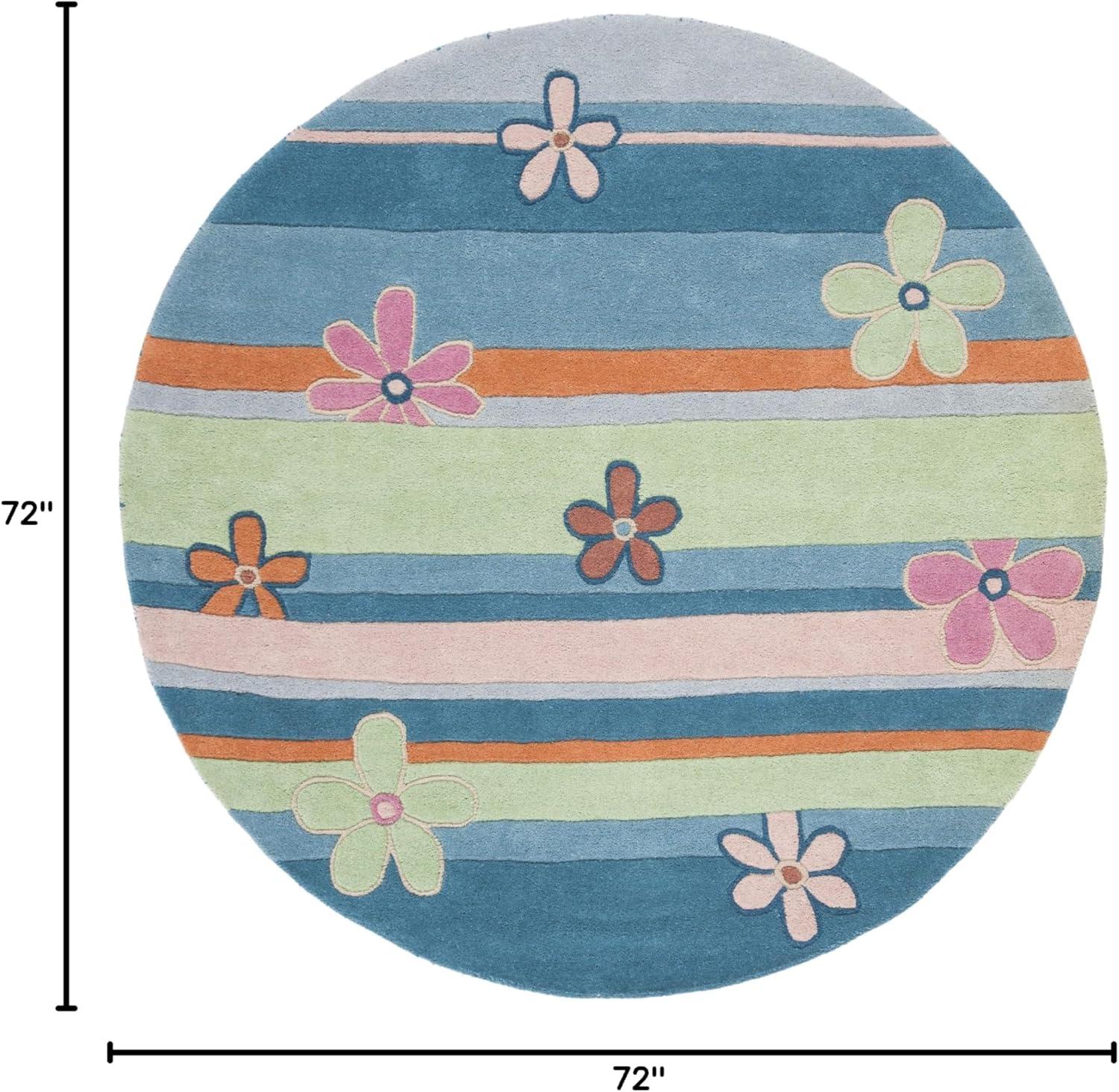 image:imageSAFAVIEH Kids Collection Accent Rug 4 x 6 Blue amp Multi Handmade Floral Wool Ideal for High Traffic Areas in Entryway Living Room Bedroom SFK750ABlueMulti