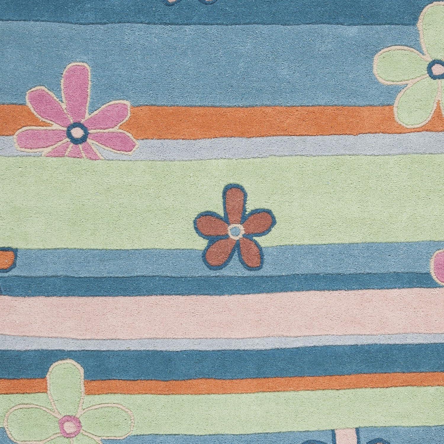 image:imageSAFAVIEH Kids Collection Accent Rug 4 x 6 Blue amp Multi Handmade Floral Wool Ideal for High Traffic Areas in Entryway Living Room Bedroom SFK750ABlueMulti