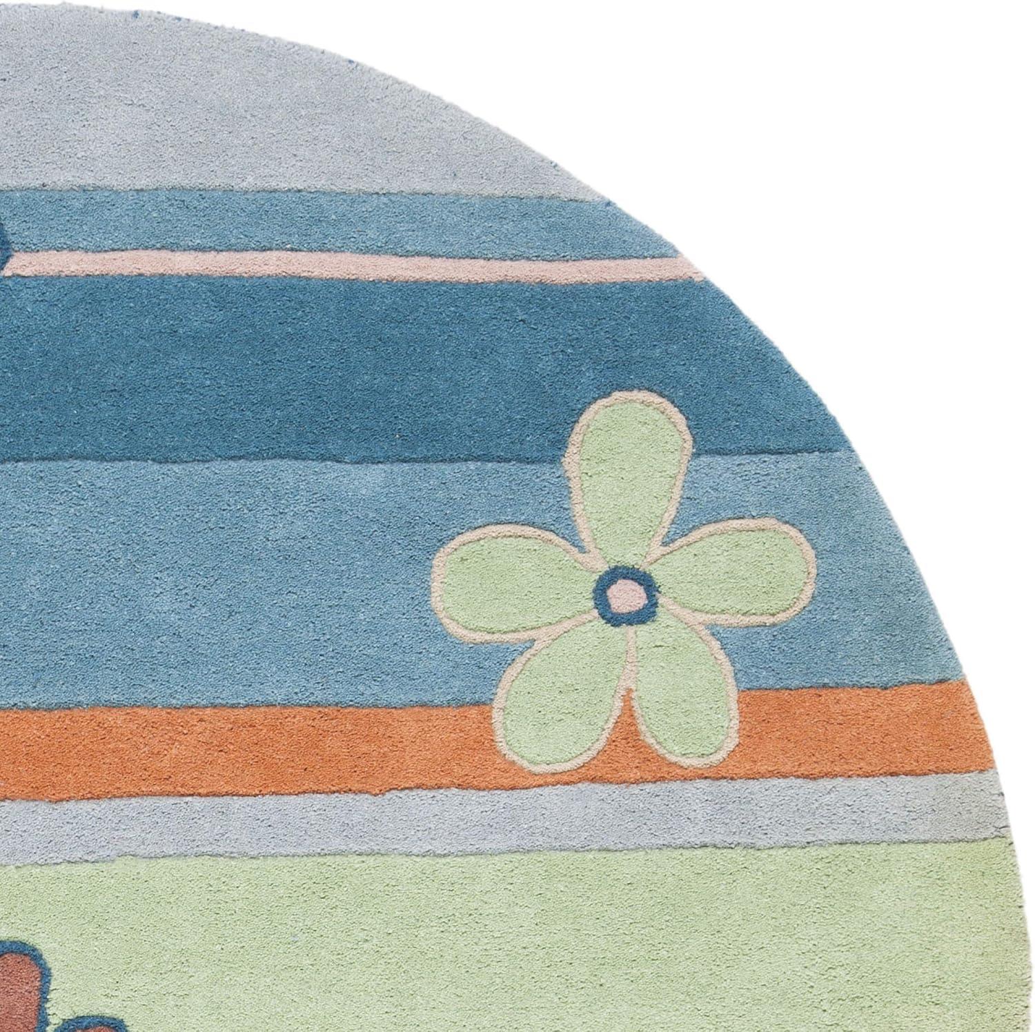 image:imageSAFAVIEH Kids Collection Accent Rug 4 x 6 Blue amp Multi Handmade Floral Wool Ideal for High Traffic Areas in Entryway Living Room Bedroom SFK750ABlueMulti