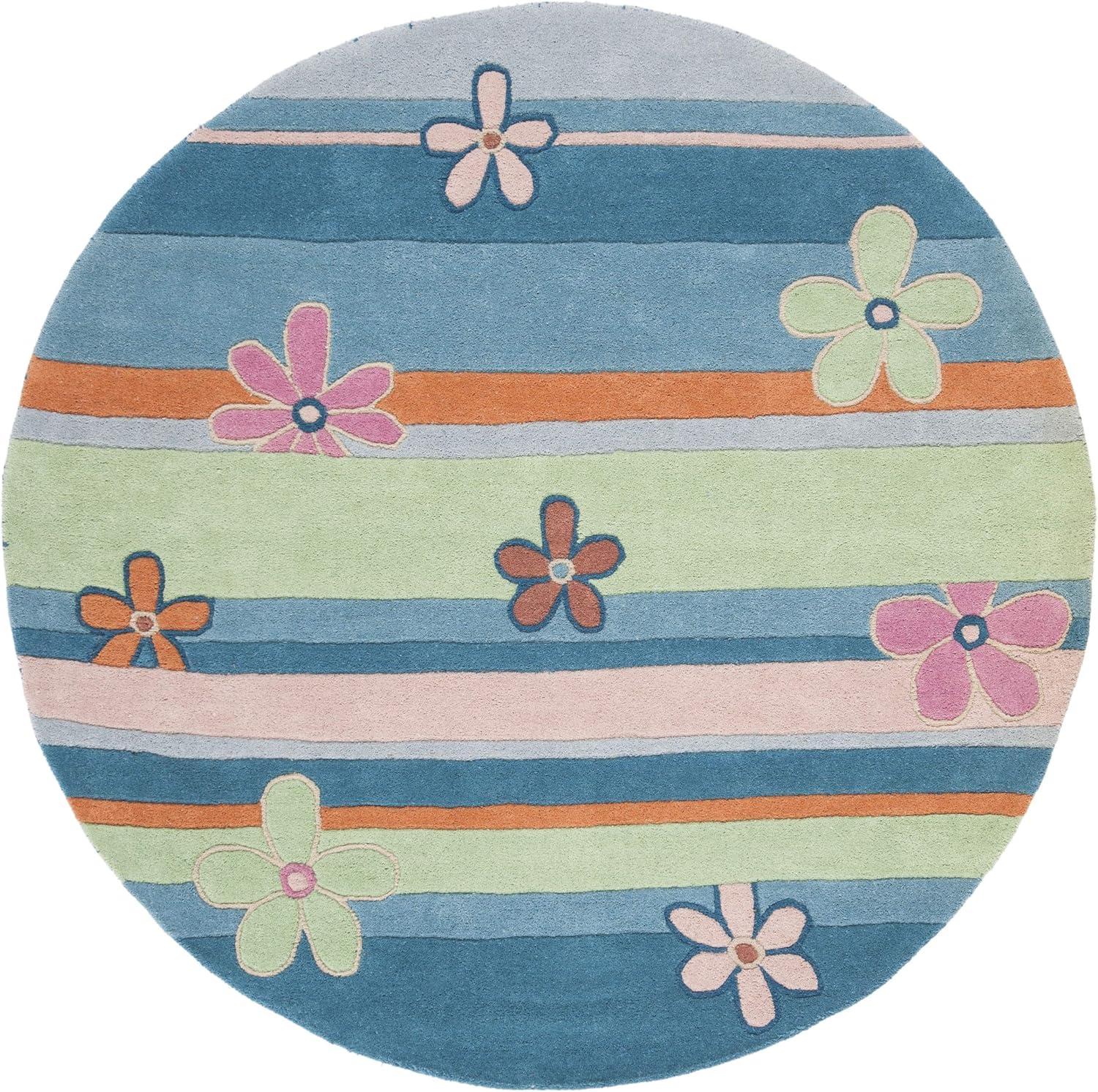 image:imageSAFAVIEH Kids Collection Accent Rug 4 x 6 Blue amp Multi Handmade Floral Wool Ideal for High Traffic Areas in Entryway Living Room Bedroom SFK750ABlueMulti