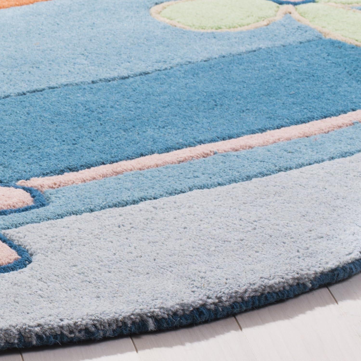 image:imageSAFAVIEH Kids Collection Accent Rug 4 x 6 Blue amp Multi Handmade Floral Wool Ideal for High Traffic Areas in Entryway Living Room Bedroom SFK750ABlueMulti