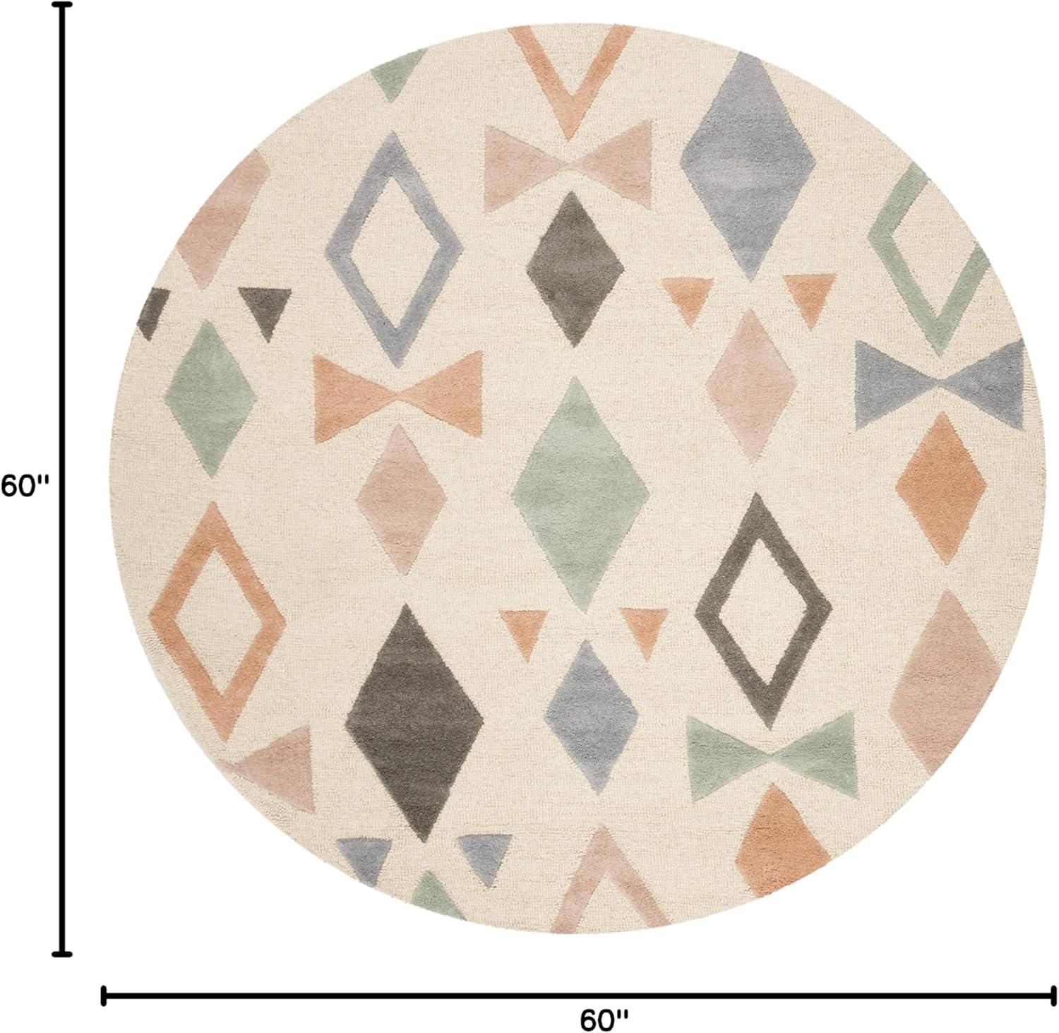 image:imageSAFAVIEH Kids Collection Accent Rug 4 x 6 Ivory amp Multi Handmade Geometric Wool Ideal for High Traffic Areas in Entryway Living Room Bedroom SFK901AIvoryMulti