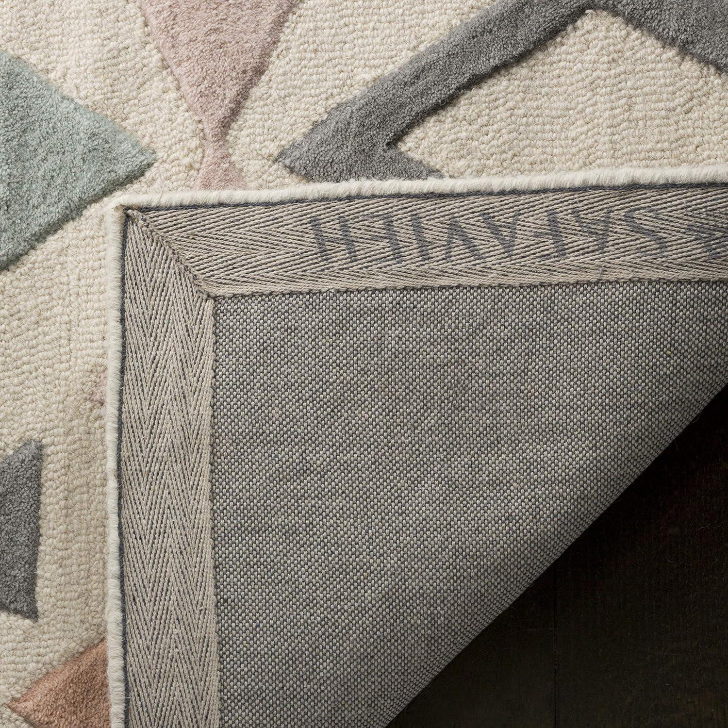 image:imageSAFAVIEH Kids Collection Accent Rug 4 x 6 Ivory amp Multi Handmade Geometric Wool Ideal for High Traffic Areas in Entryway Living Room Bedroom SFK901AIvoryMulti