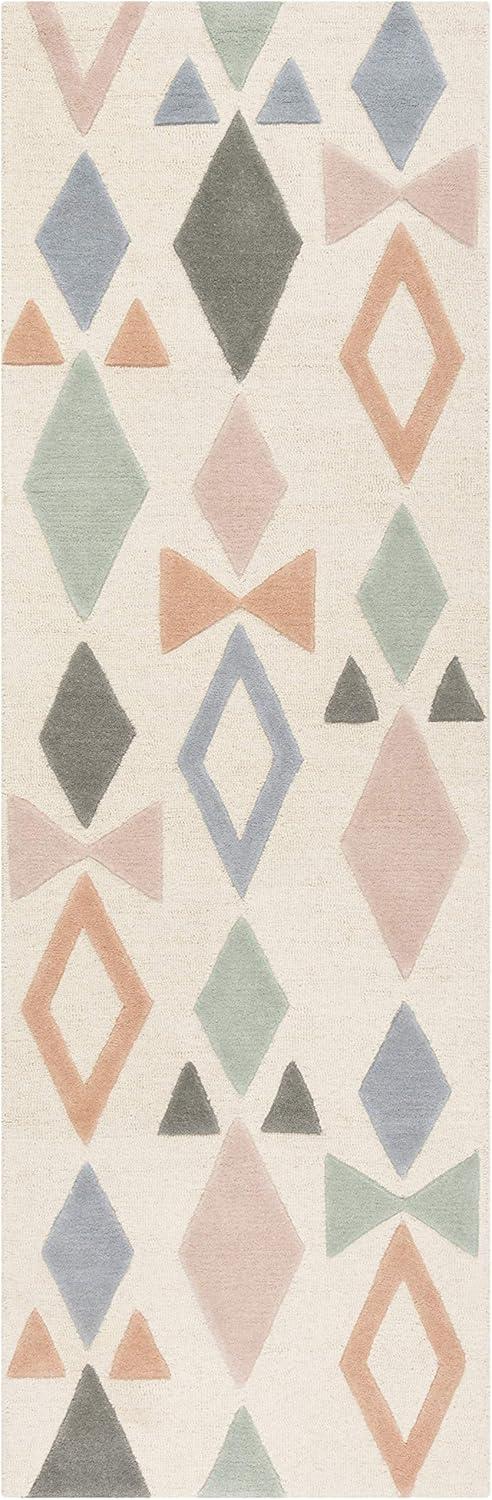 image:imageSAFAVIEH Kids Collection Accent Rug 4 x 6 Ivory amp Multi Handmade Geometric Wool Ideal for High Traffic Areas in Entryway Living Room Bedroom SFK901AIvoryMulti